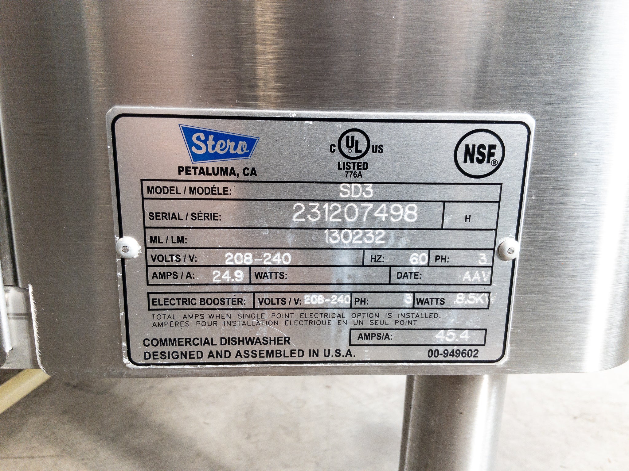 Stero SD3-1 Door Type Dishwasher