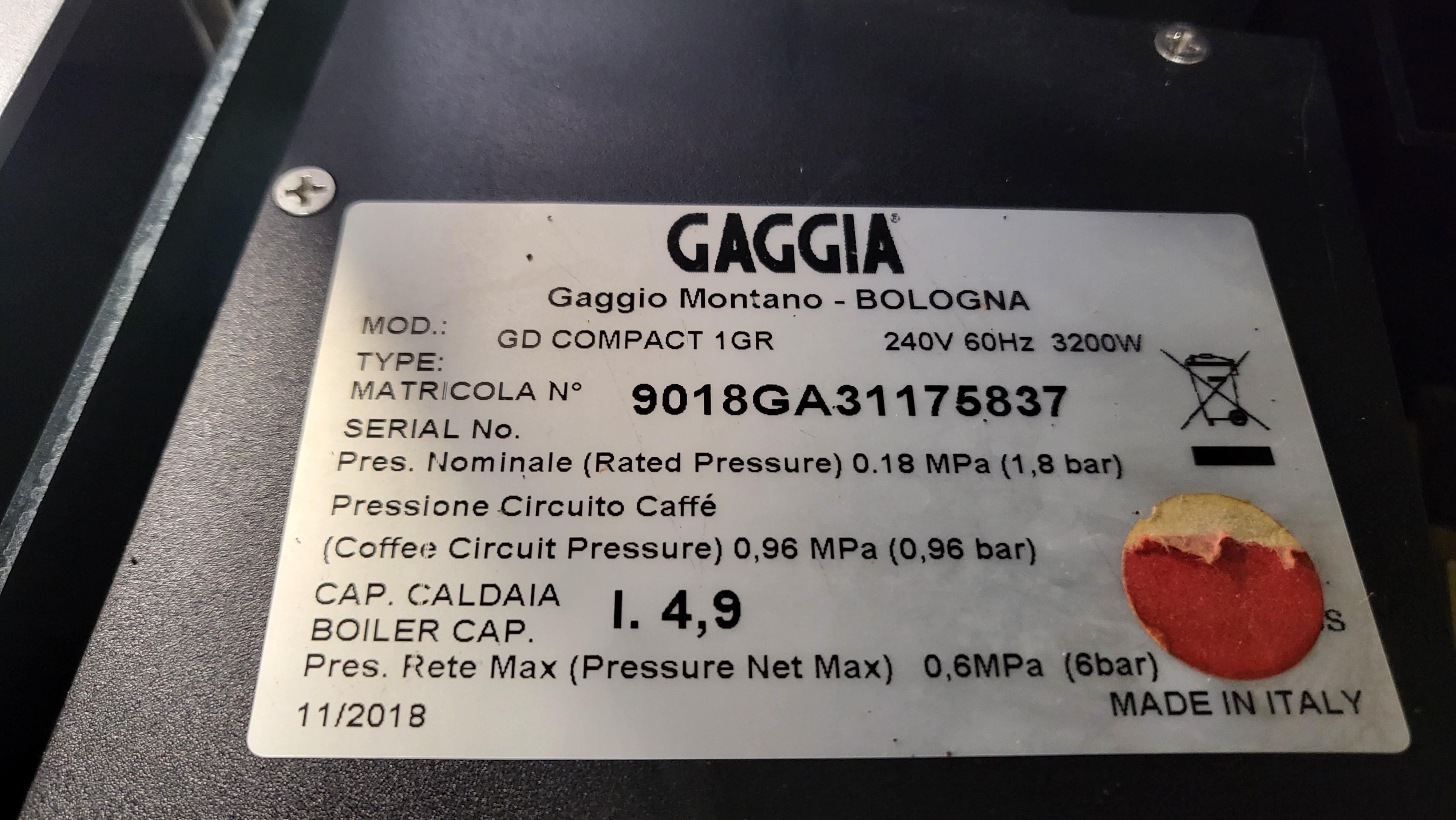 Thumbnail - Gaggia Espresso machine GD Compact 1 GR