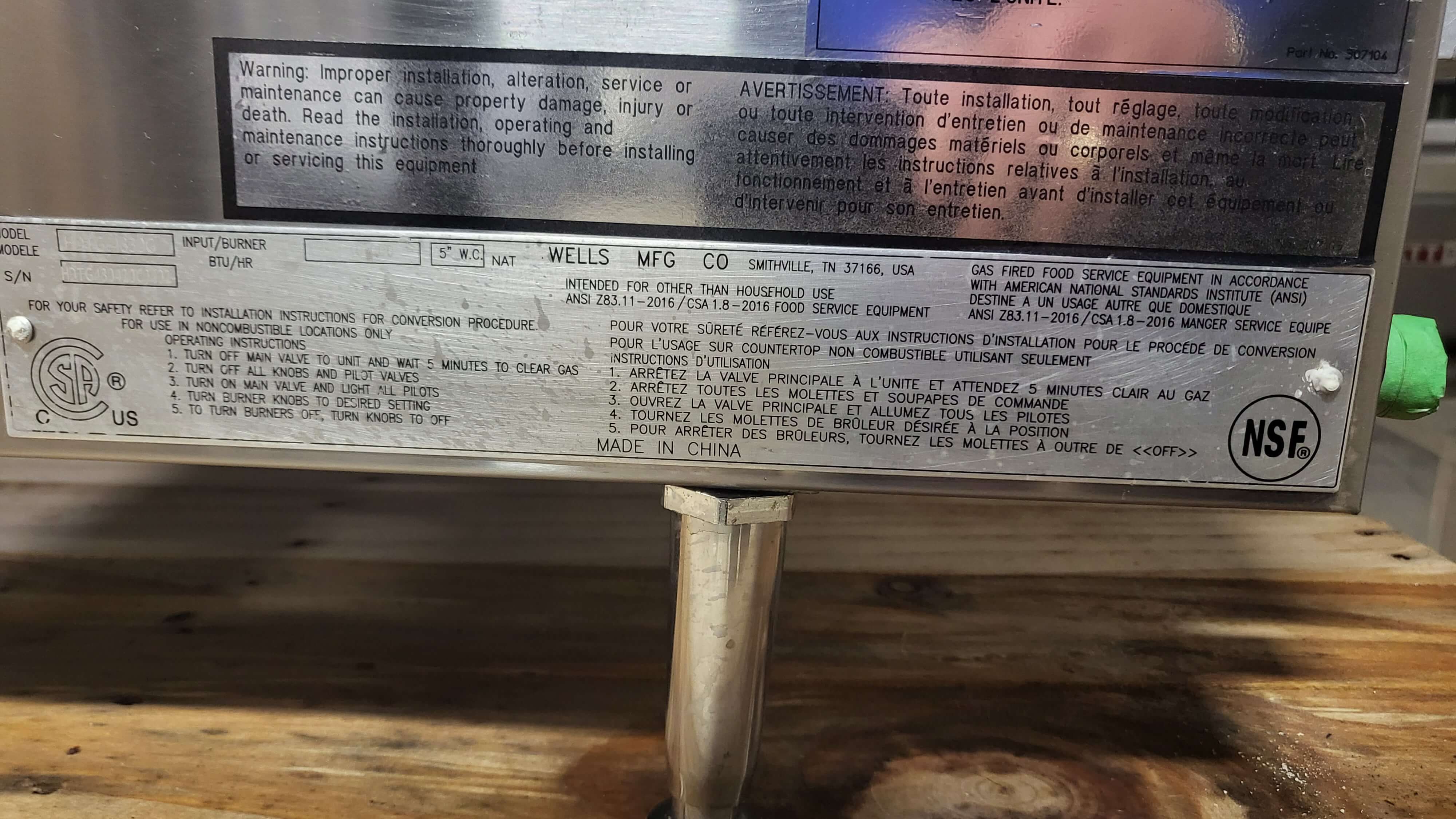 Wells HDTG-4830G Griddle