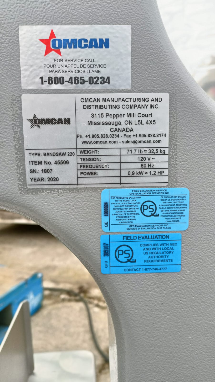 Omcan 45506 72 inch Band Saw