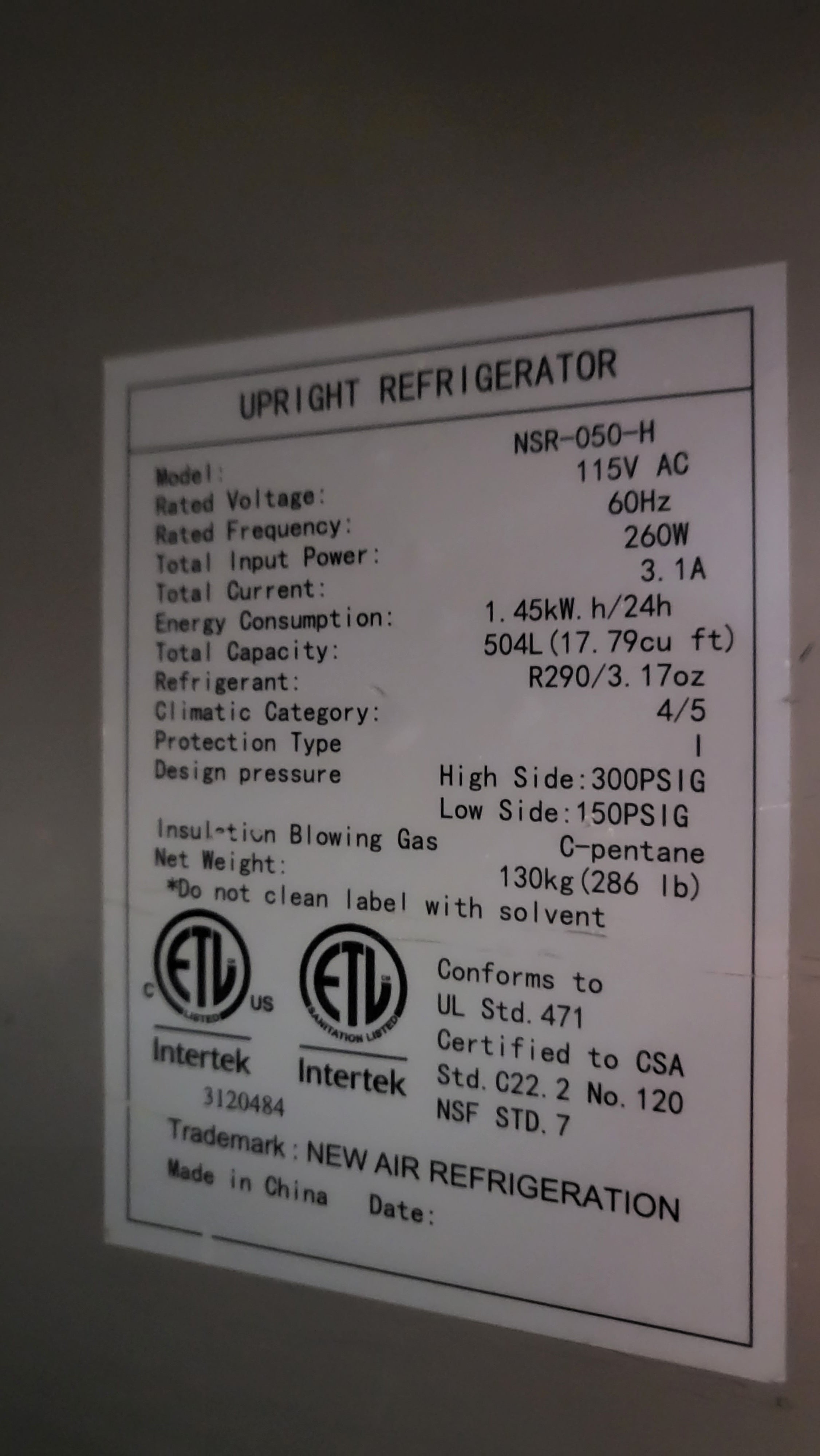Thumbnail - New Air NSR-050-H Refrigeration