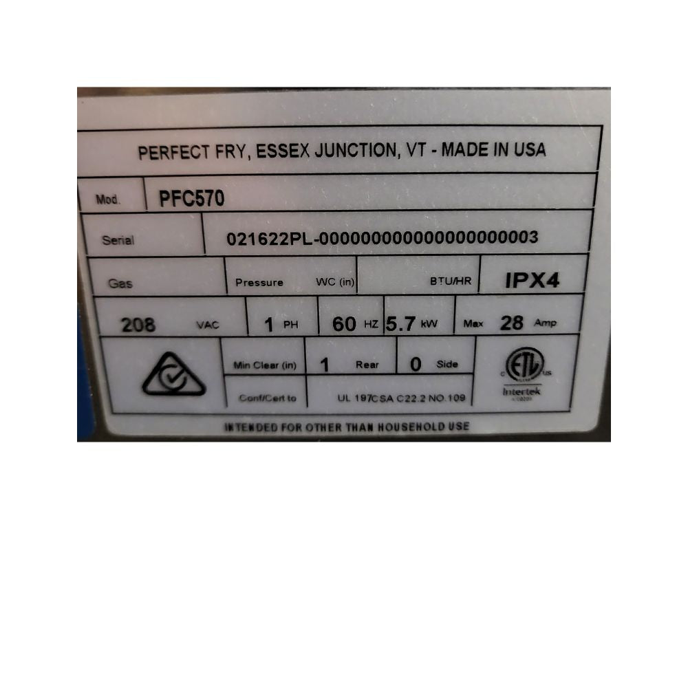 Perfect Fry PFC570 Ventless Fryer
