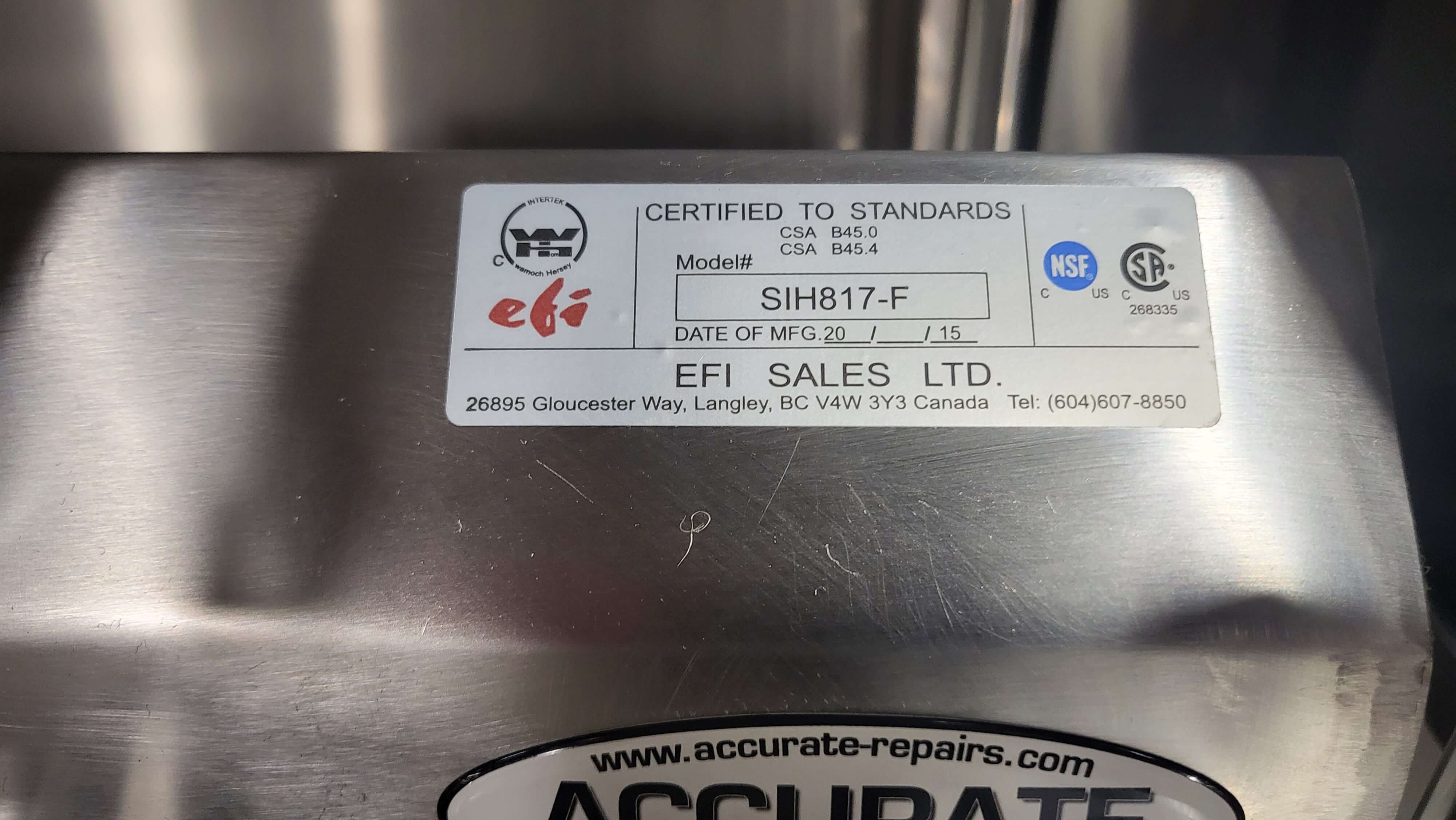 Thumbnail - EFI SIH817-F Hand Sink with faucet