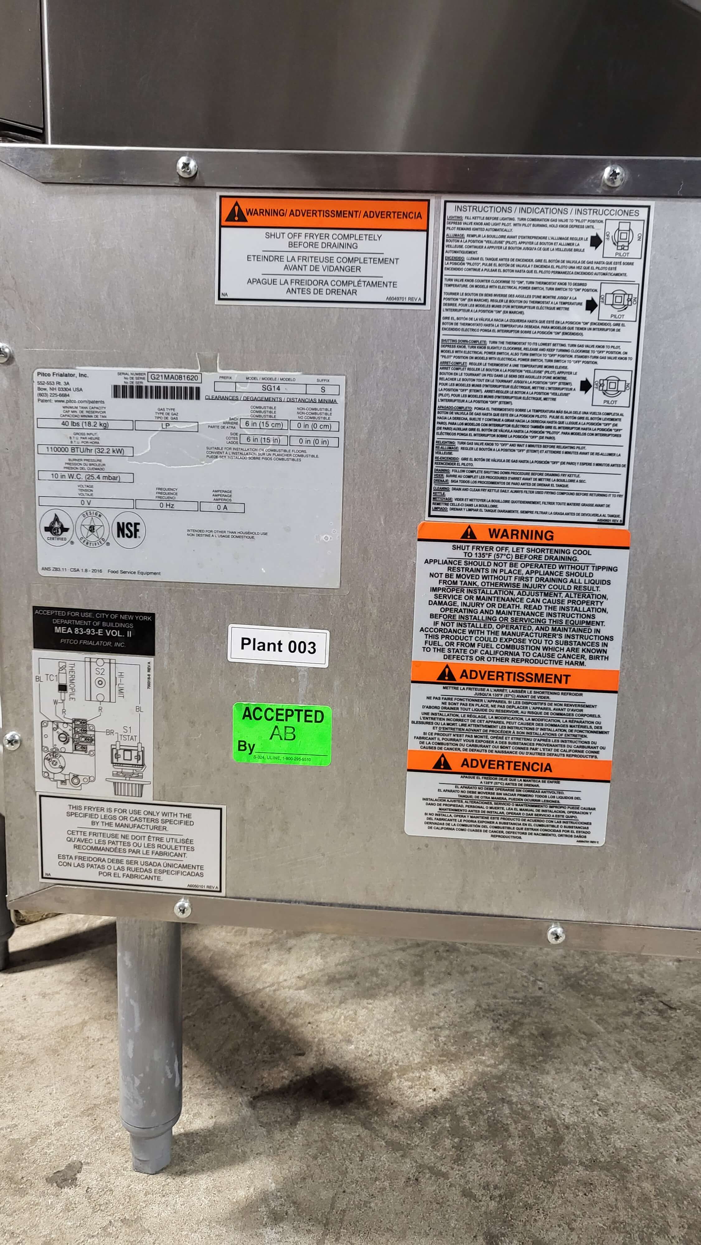 Pitco SG14 Fryer