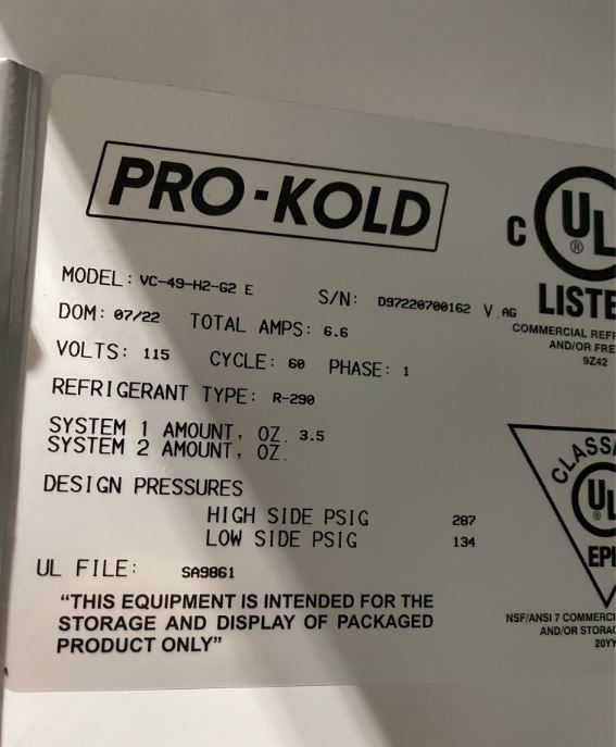 Thumbnail - Pro-Kold VC-49-H2-G2 Door Refrigerator