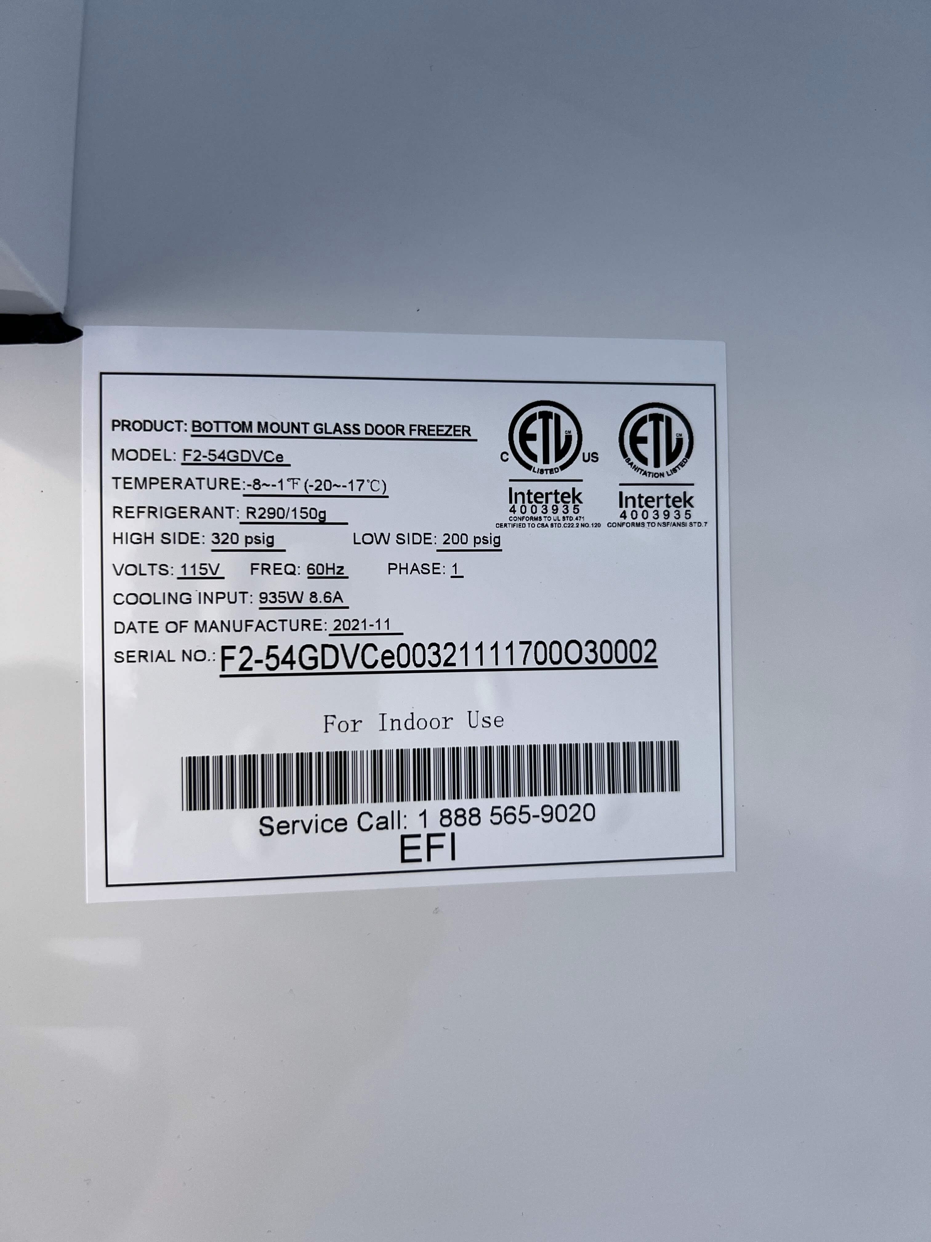 Thumbnail - EFI F2-54GDVC Door Glass Freezer