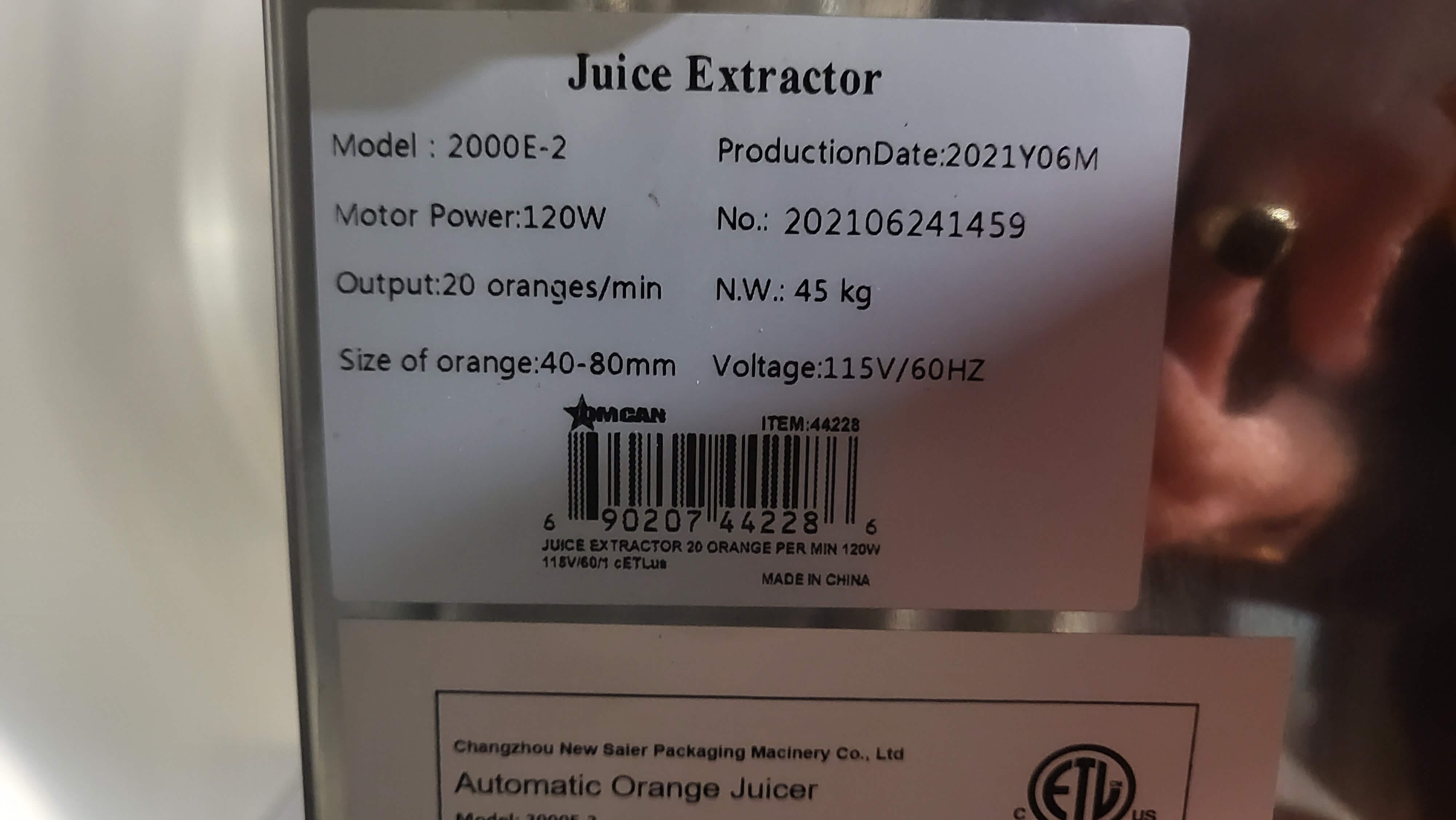 Thumbnail - Omcan 2000E-2 Juicer