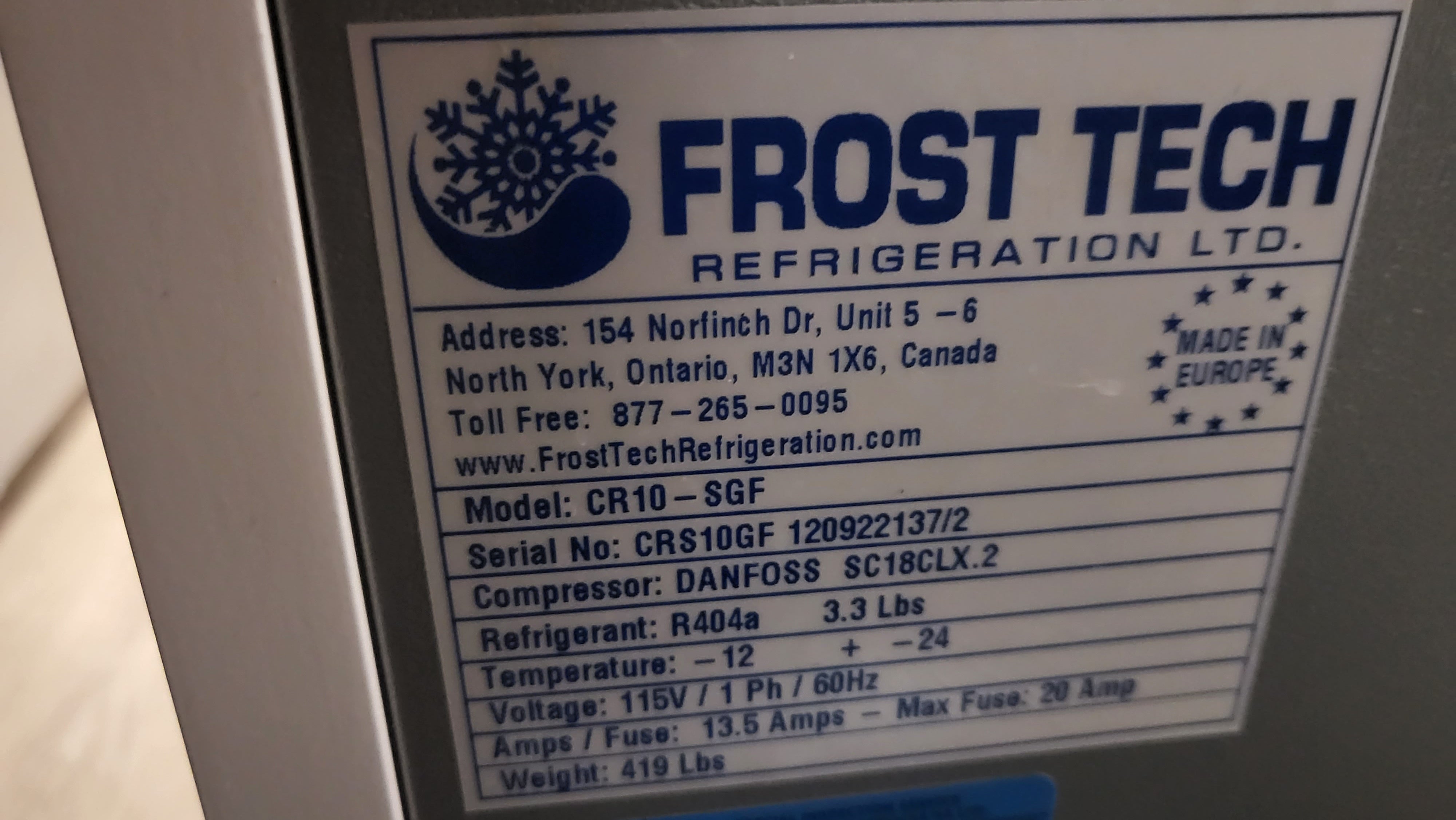 Frost Tech CR10-SGF Gelato Freezer