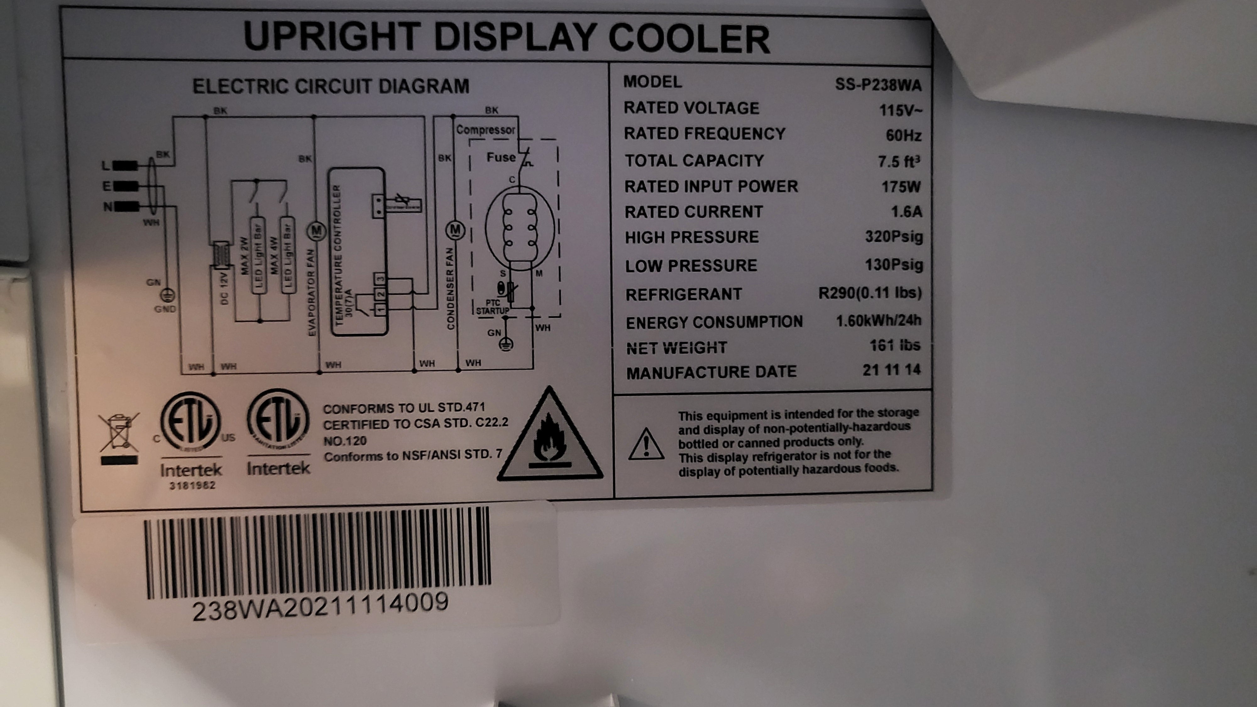 Thumbnail - Coolasonic SSP238WA Display Refrigerator