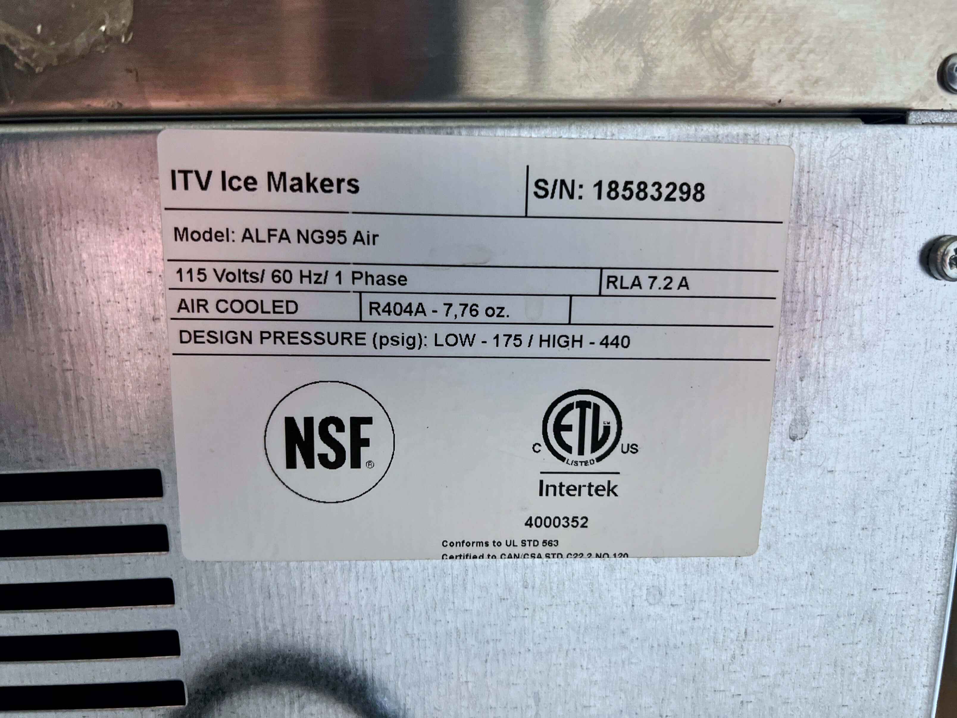 ITV ALFA NG95 AIR Ice Maker