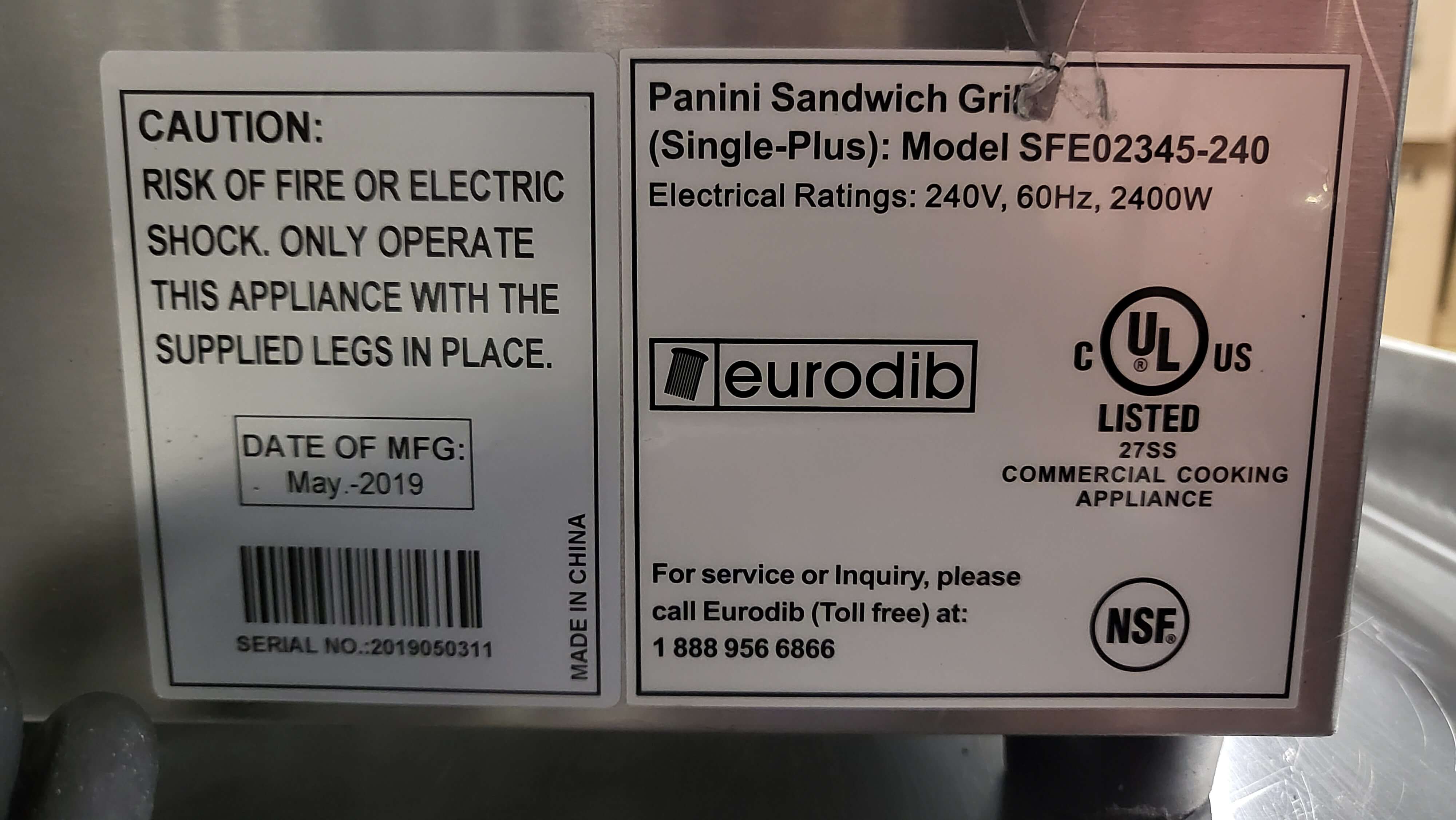 Thumbnail - Eurodib SFE02345-120 Griddle Toaster
