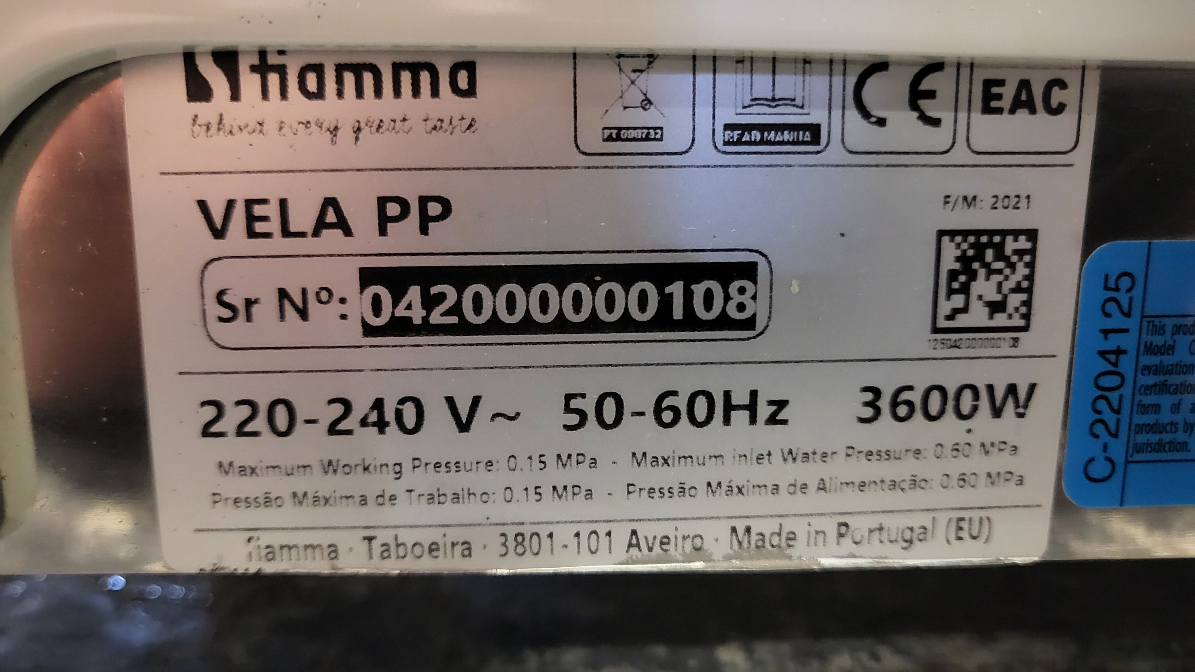 Thumbnail - Fiamma VELA PP Espresso Machine