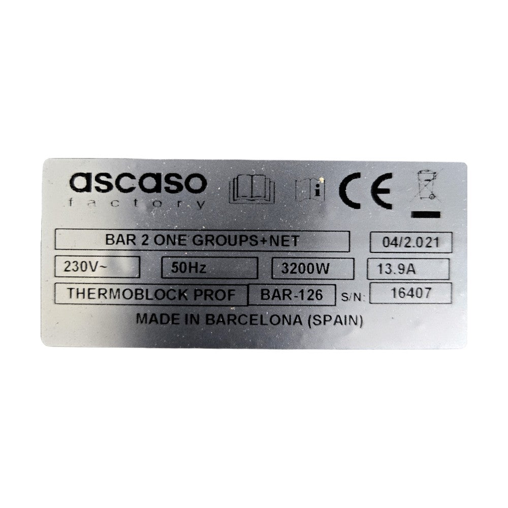 Ascaso Bar One Espresso Machine - 2 Group