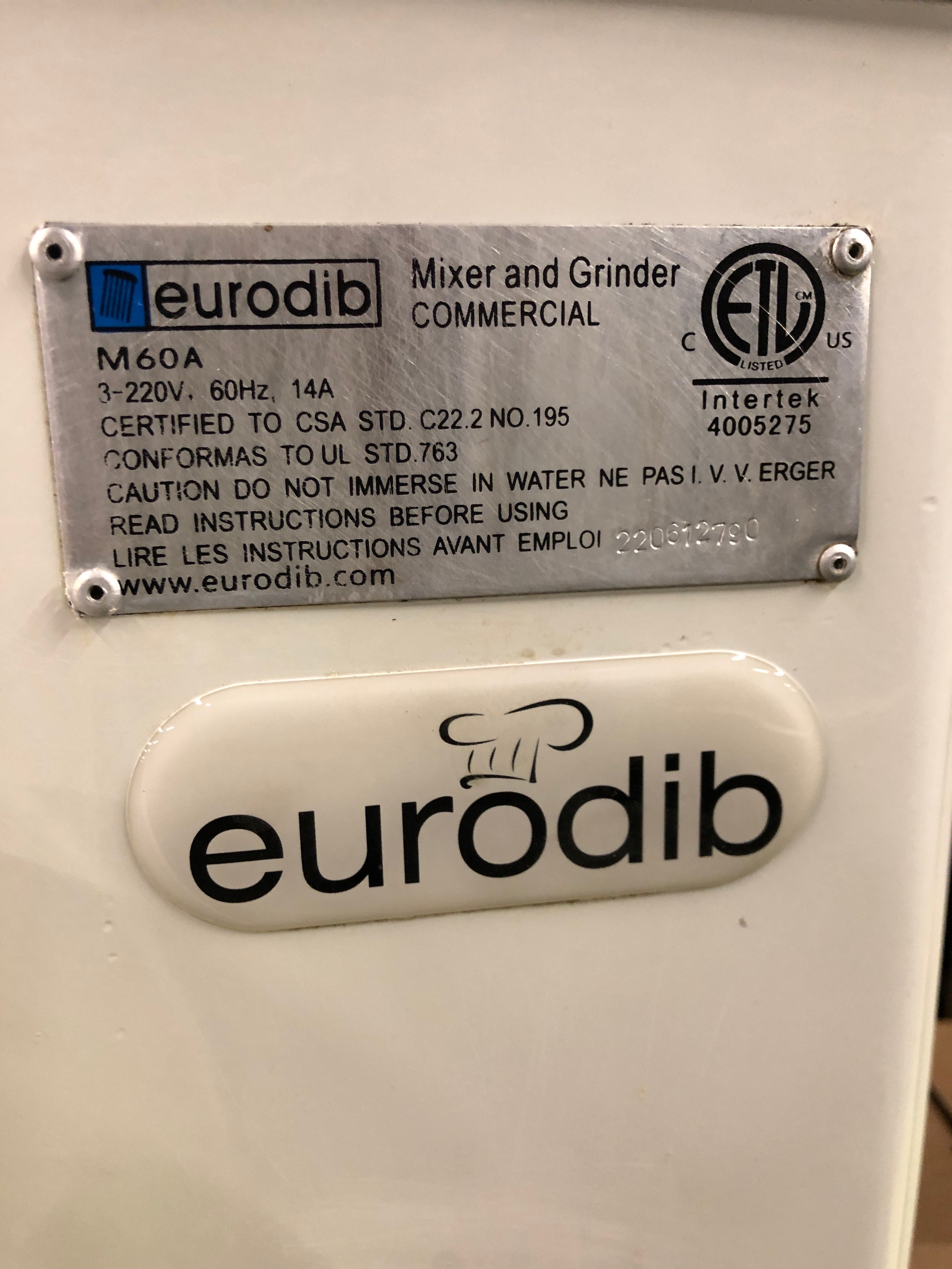 Eurodib M60A Dough Mixer