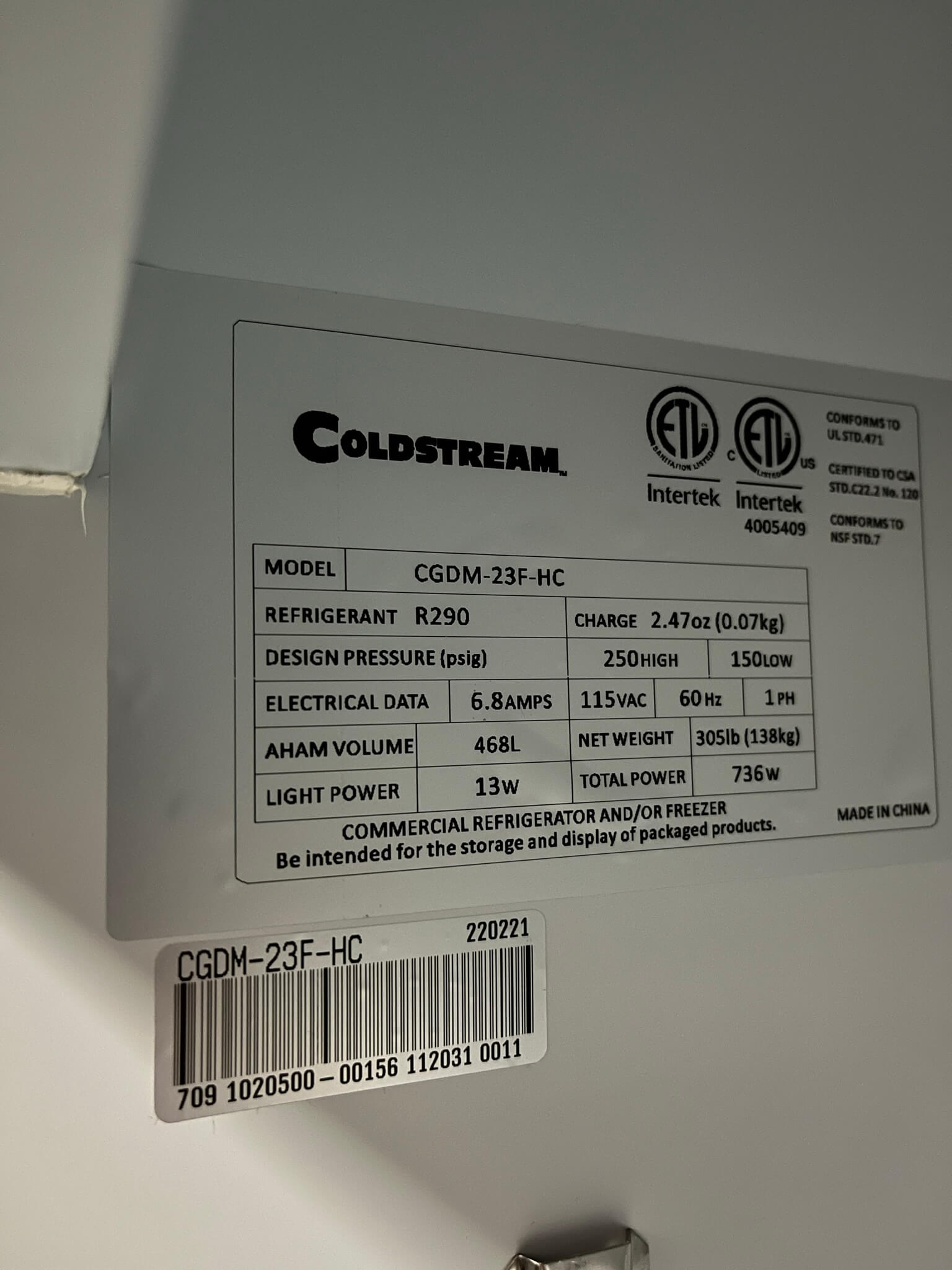 Thumbnail - Coldsteam CGDM-23F-HC Freezer