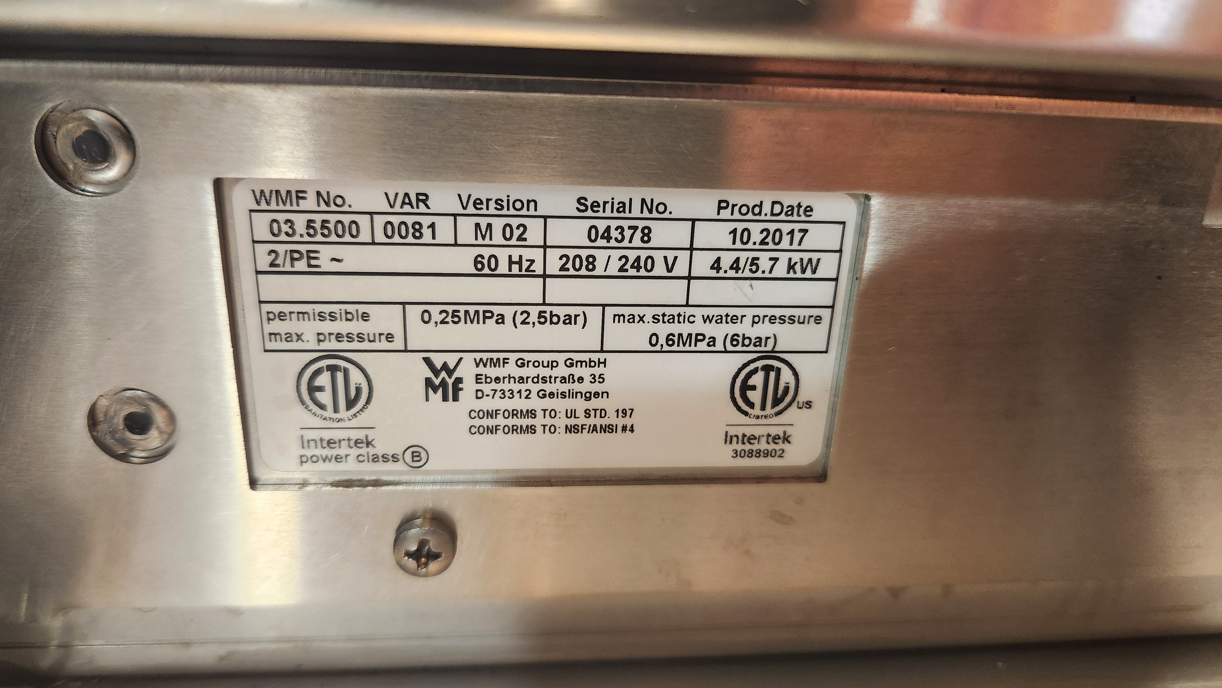 WMF 03.5500 Espresso Machine