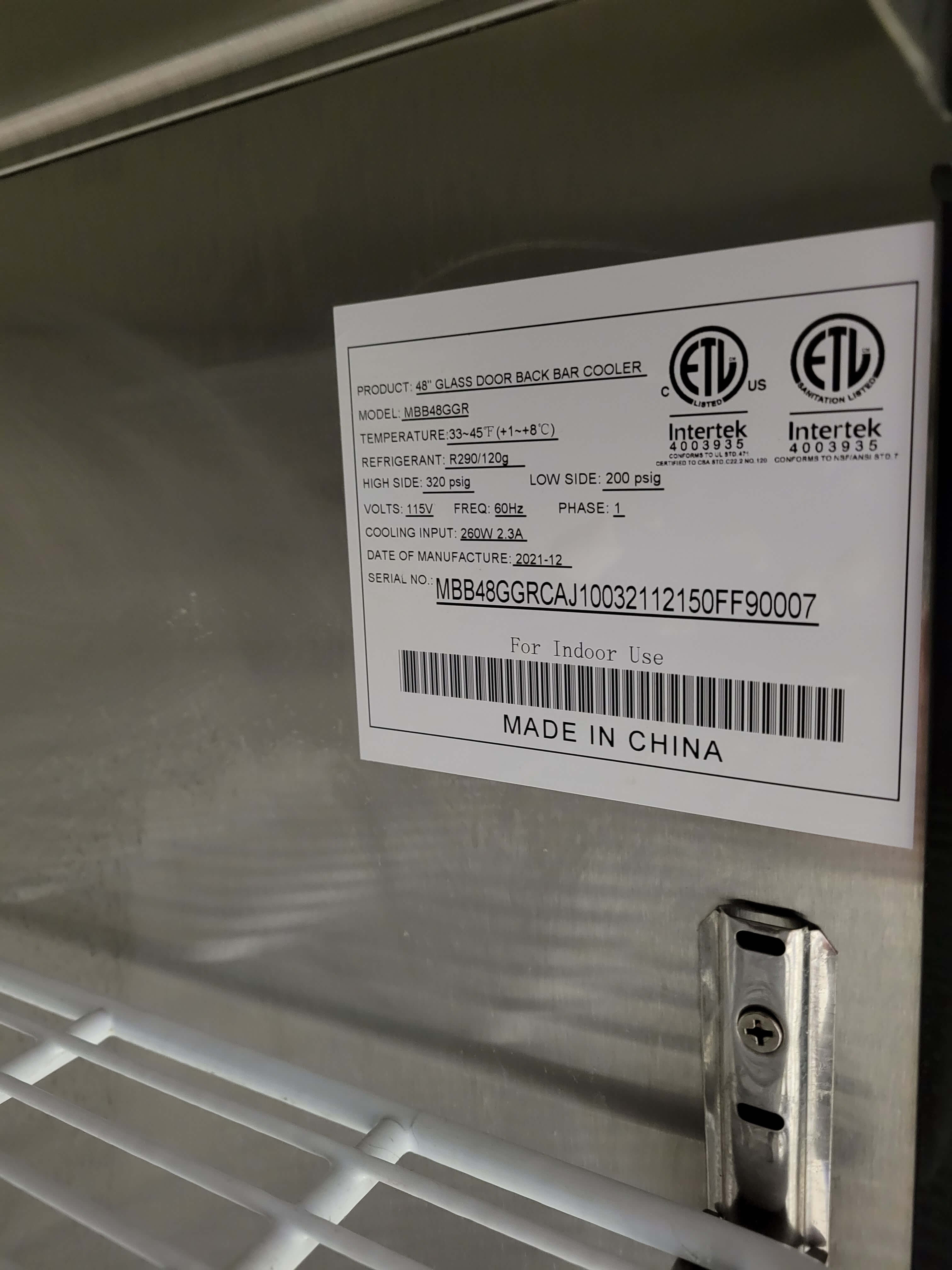 Atosa MBB48G Back Bar Glass Cooler