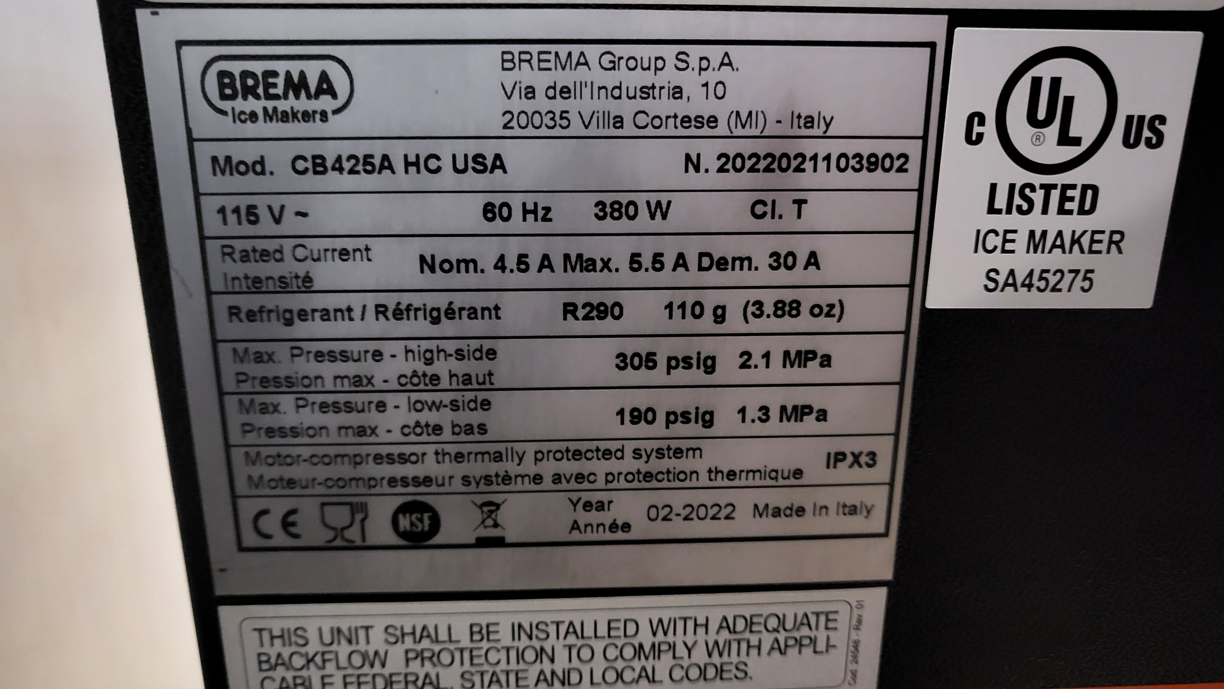 Thumbnail - Brema CB425A HC USA Ice Maker With Bin