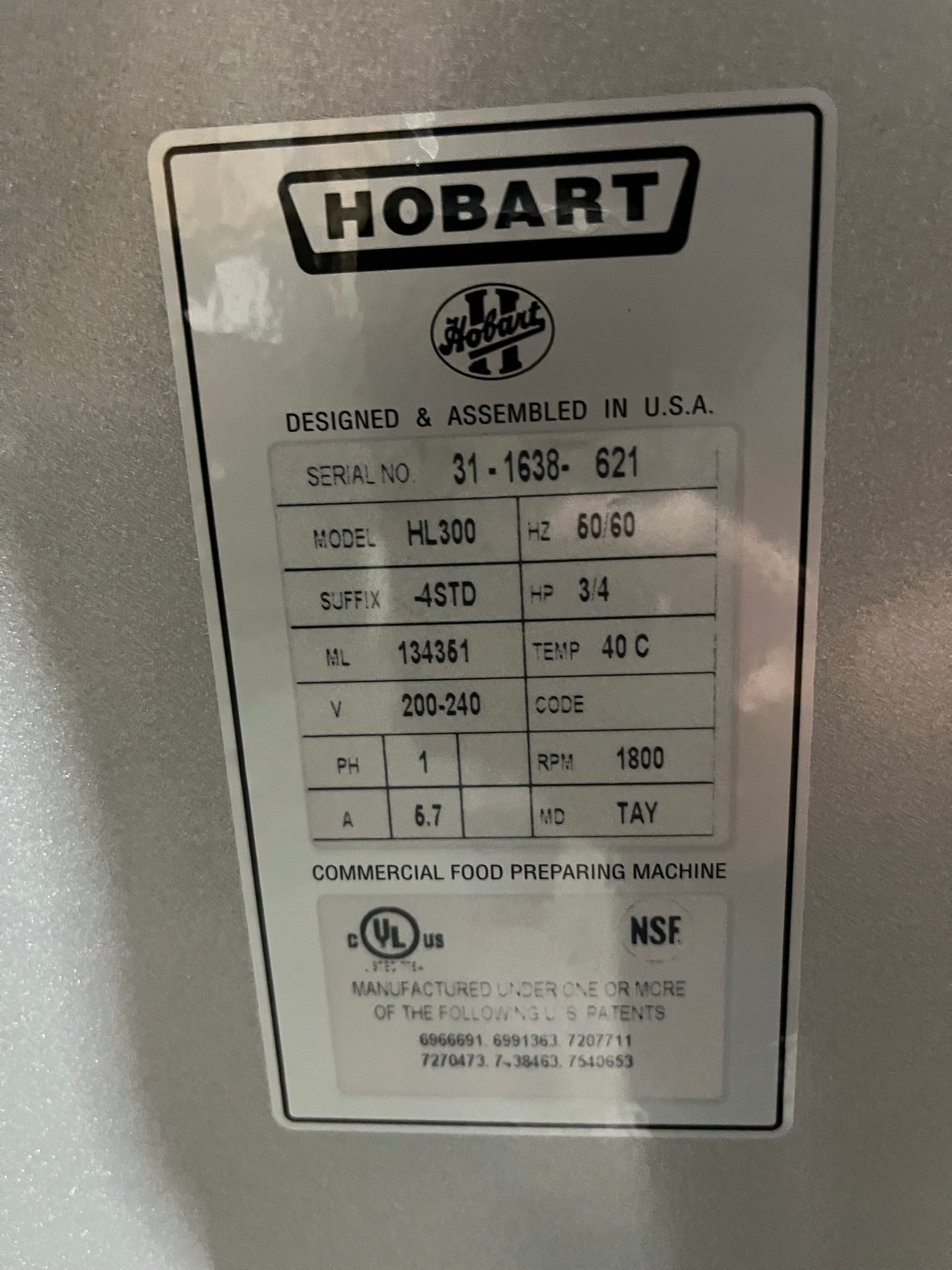 Hobart HL300 30 Qt. Planetary Mixer