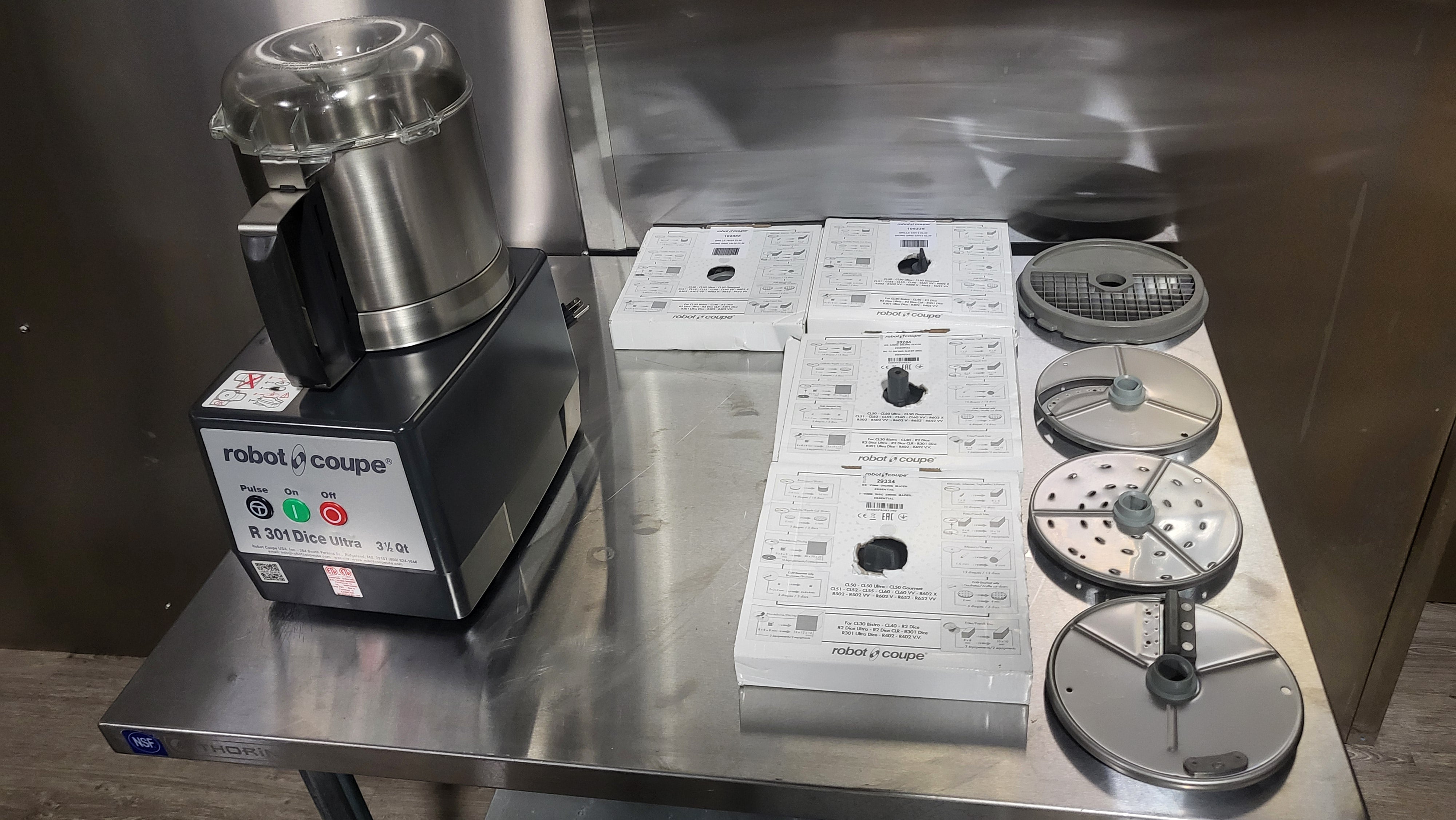 Robot Coupe R301-ULTRA-DICE Continuous Feed Food Processor / Dicer With 3.5 QT Stainless Steel Bowl