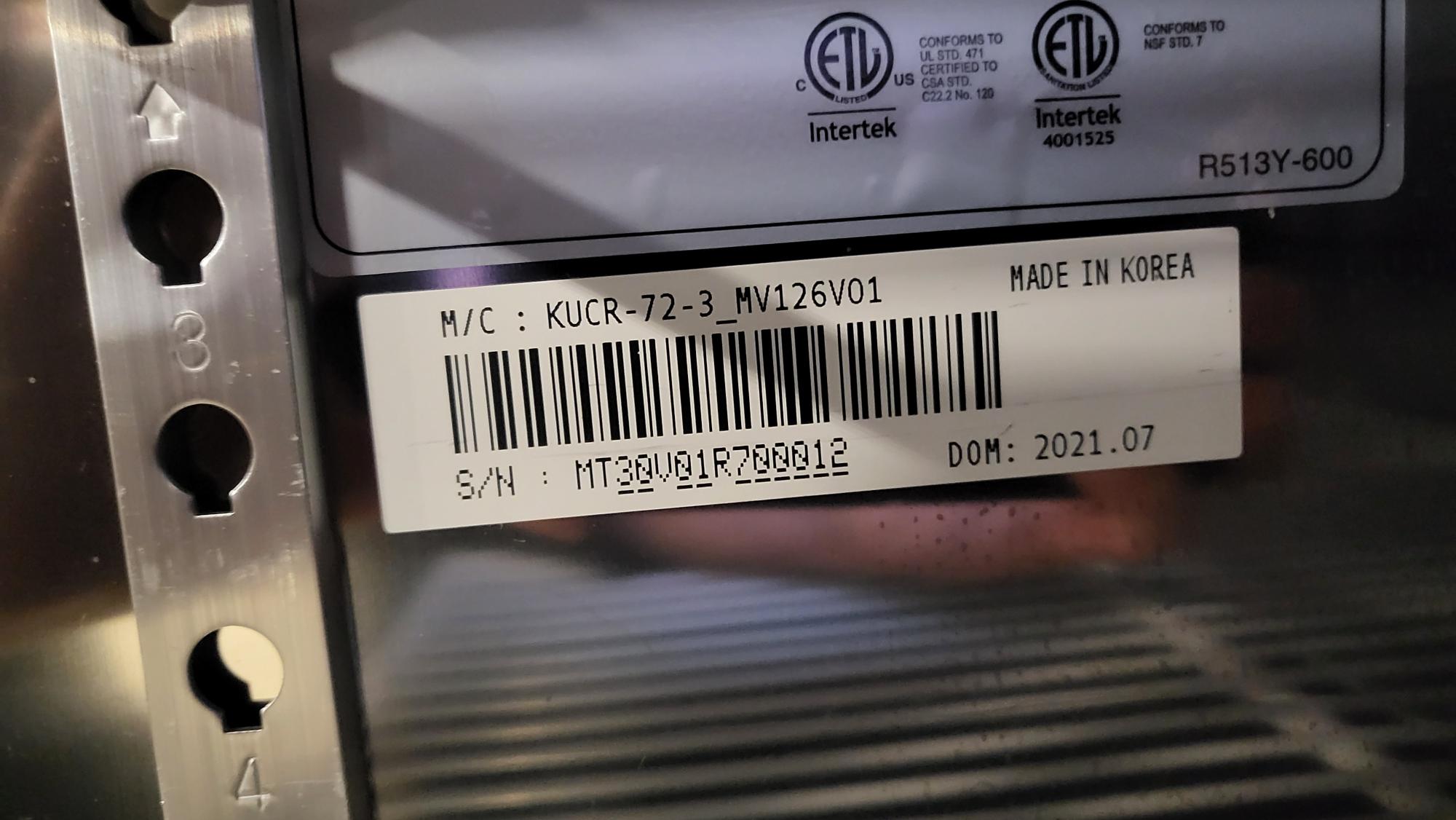 Kool-It KUCR-72-3 Under counter refrigerator