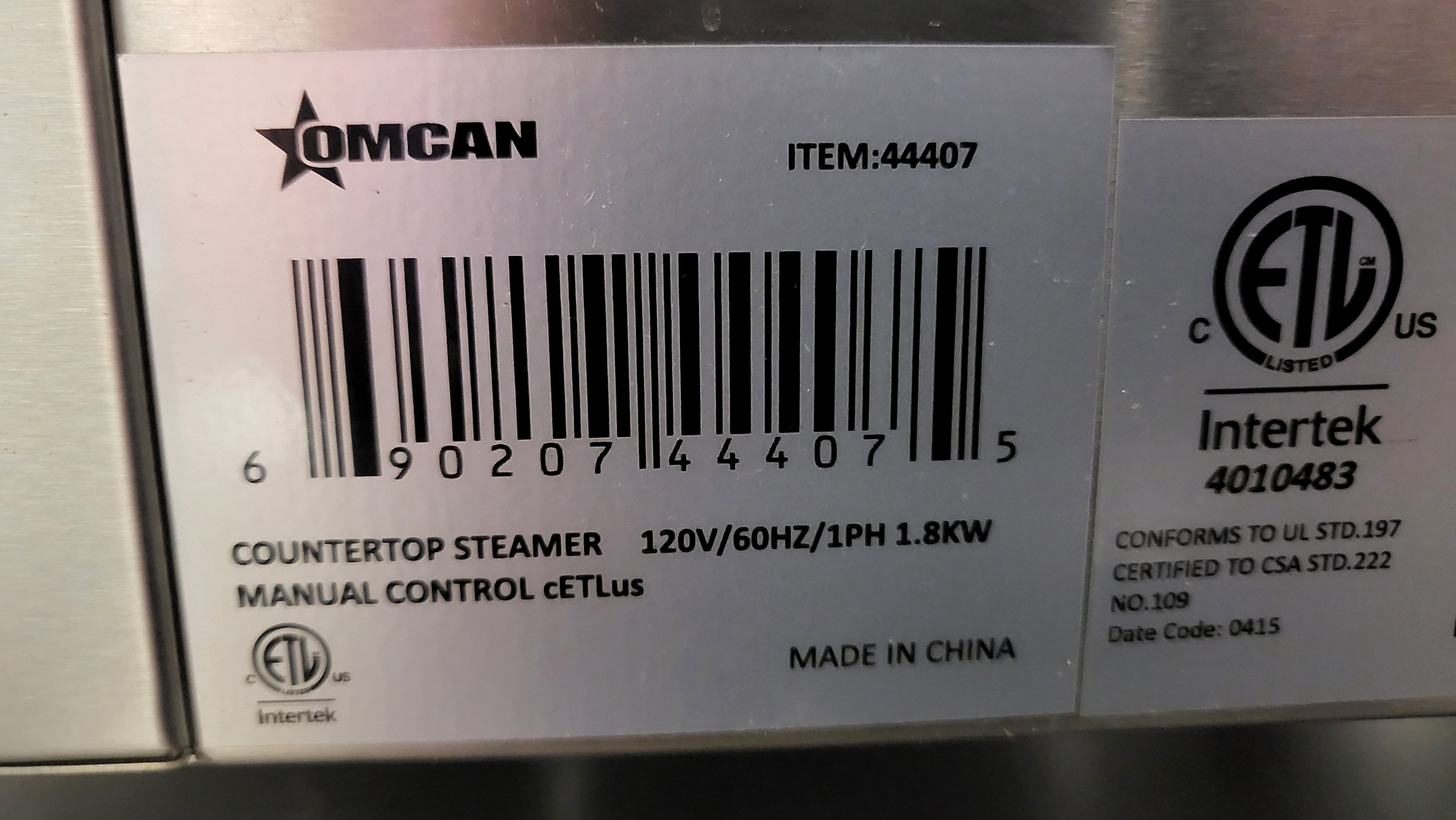 Omcan 44407 Countertop Steamer