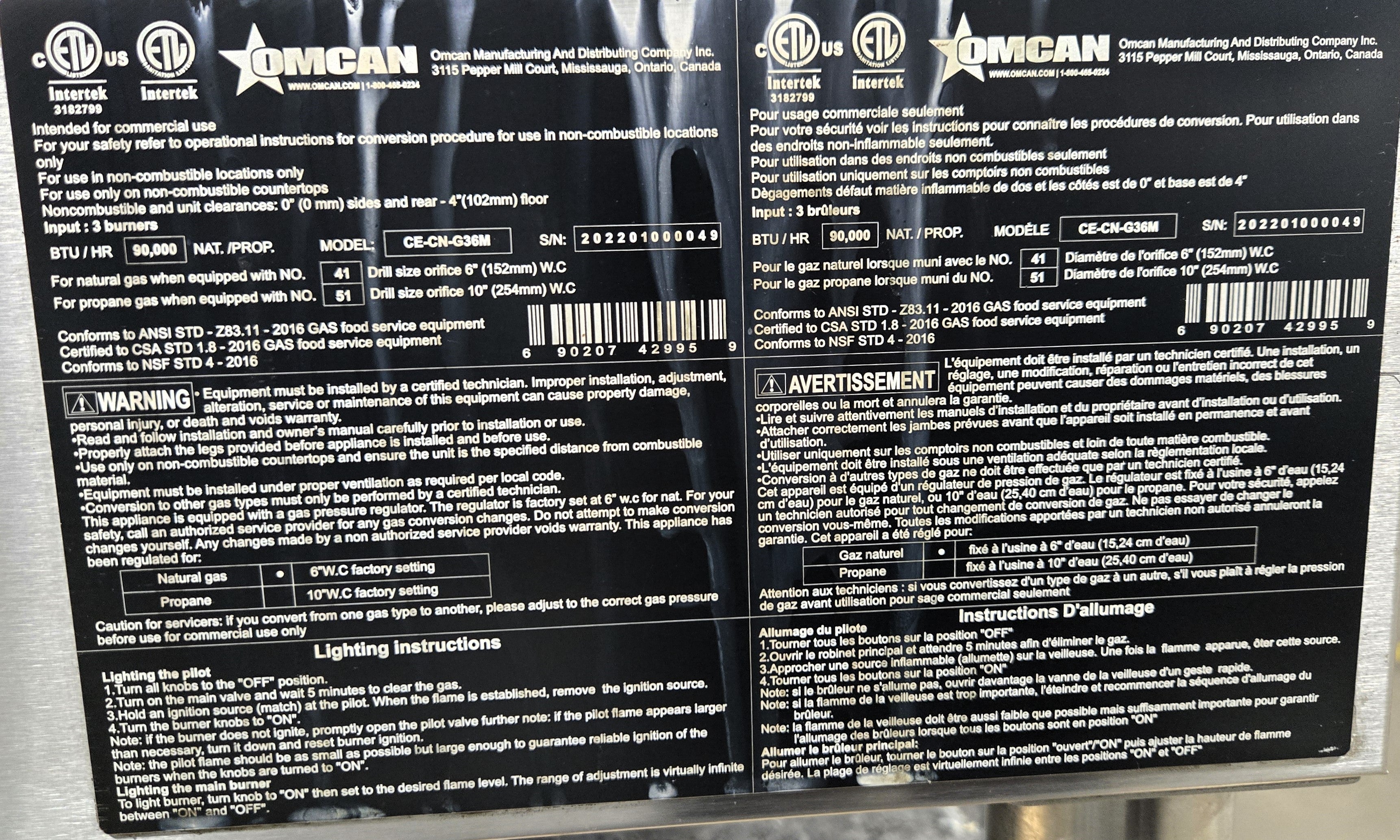 Omcan CE-CN-G36M Griddle - Natural Gas
