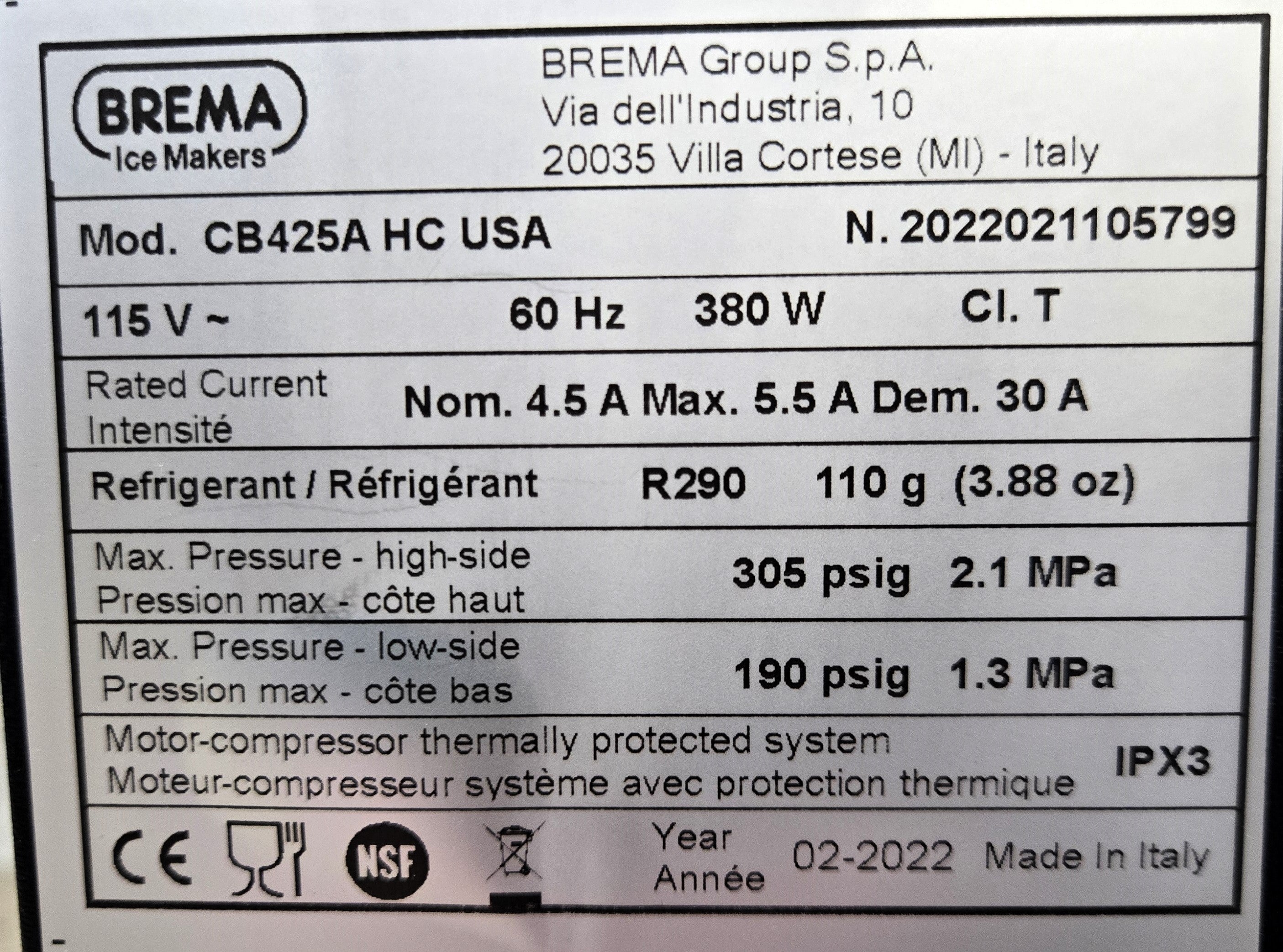 Brema CB425A HC USA Ice Maker with Bin
