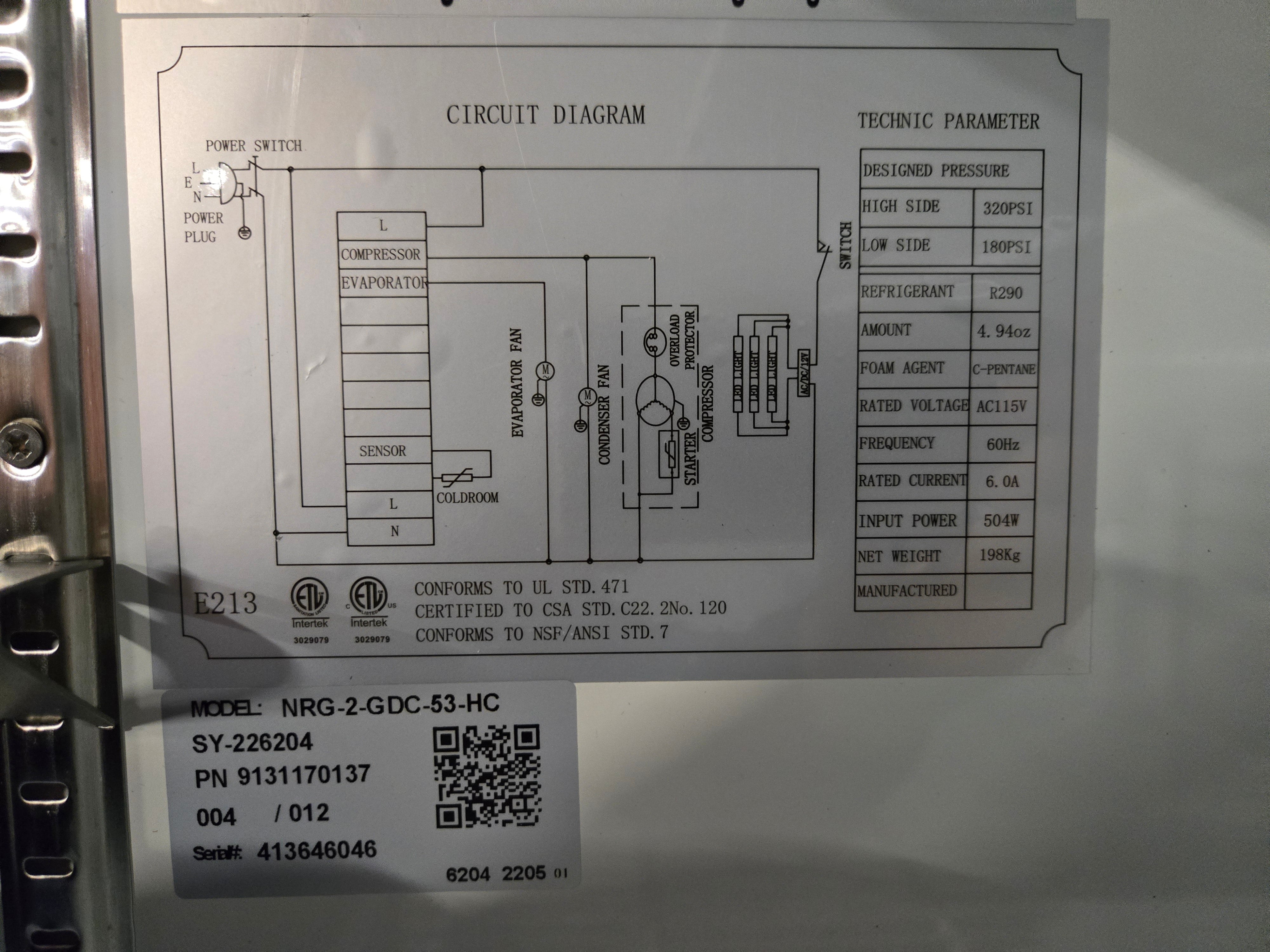Danair NRG-2-GDC-53-HC Glass Door Refrigerator