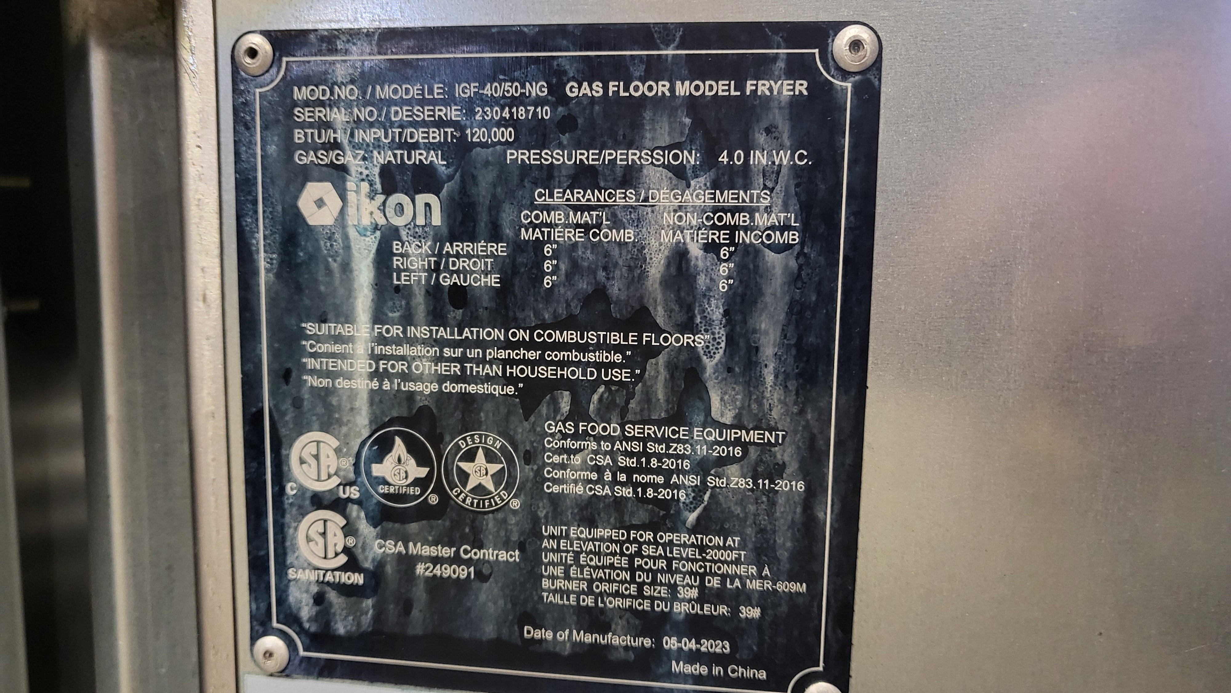 Ikon IGF-40/50-NG Gas Floor Model Fryer