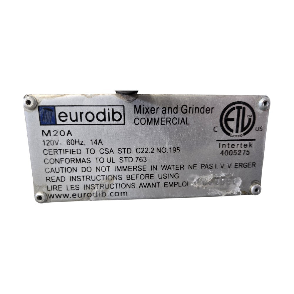 Eurodib M20A Planetary Mixer - 20 Qt