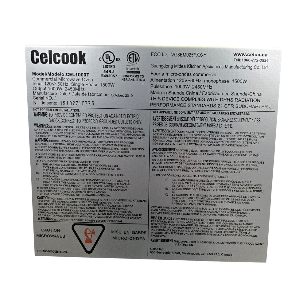 Celcook CEL1000T Microwave