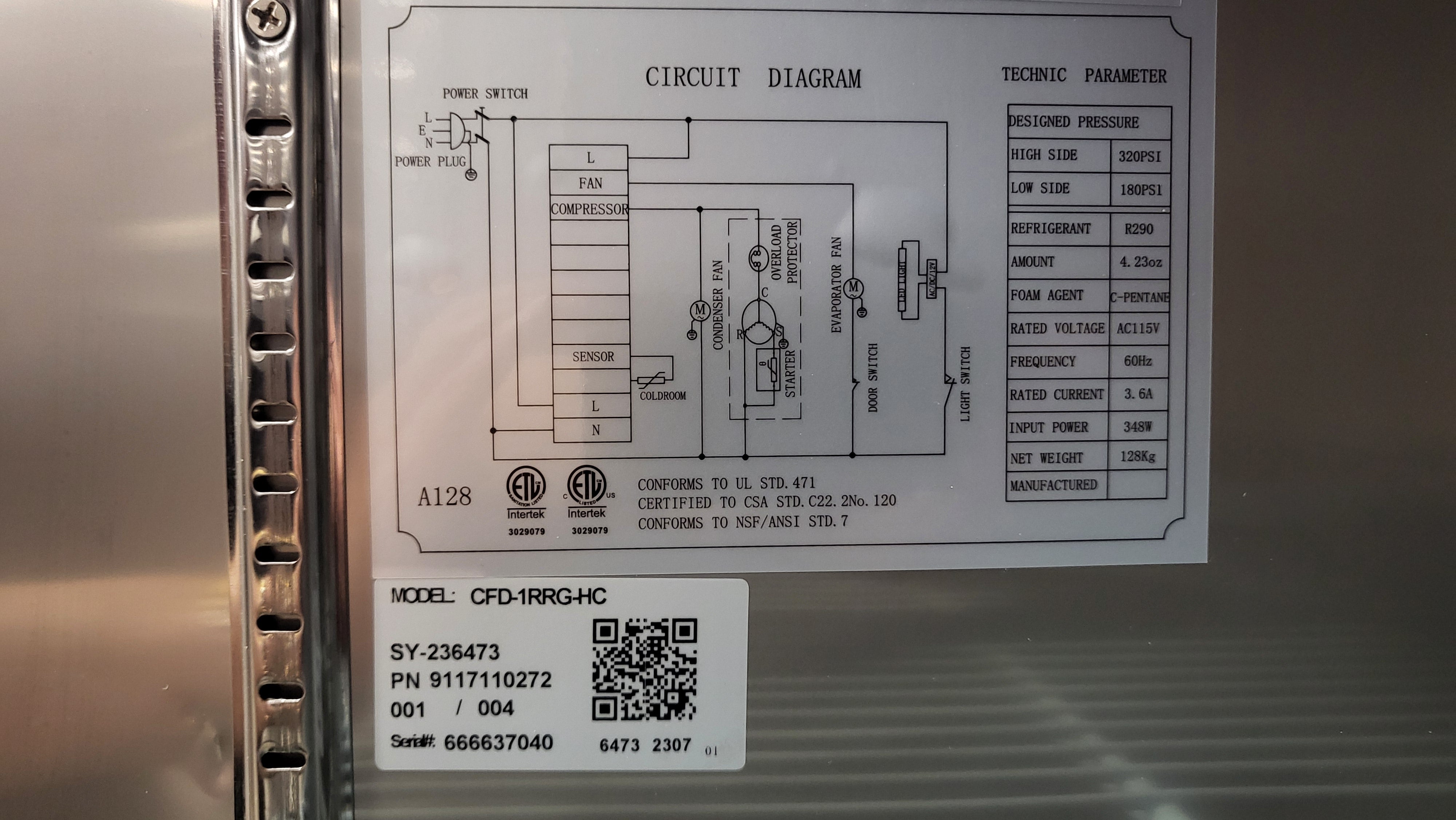 Eurodib CFD-1RRG-HC Refrigerator