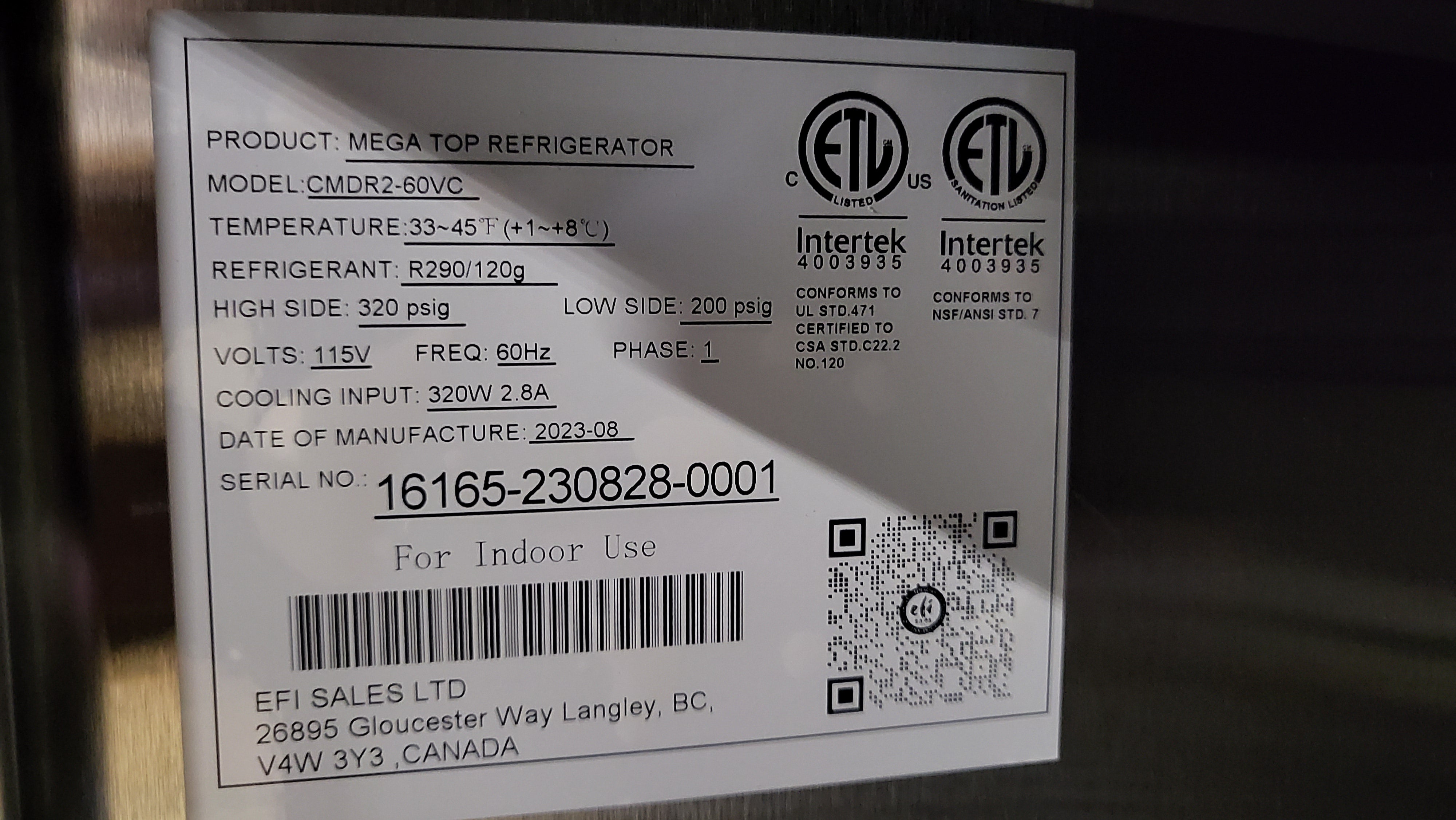Thumbnail - EFI CMDR2-60VC Mega Top Refrigerator