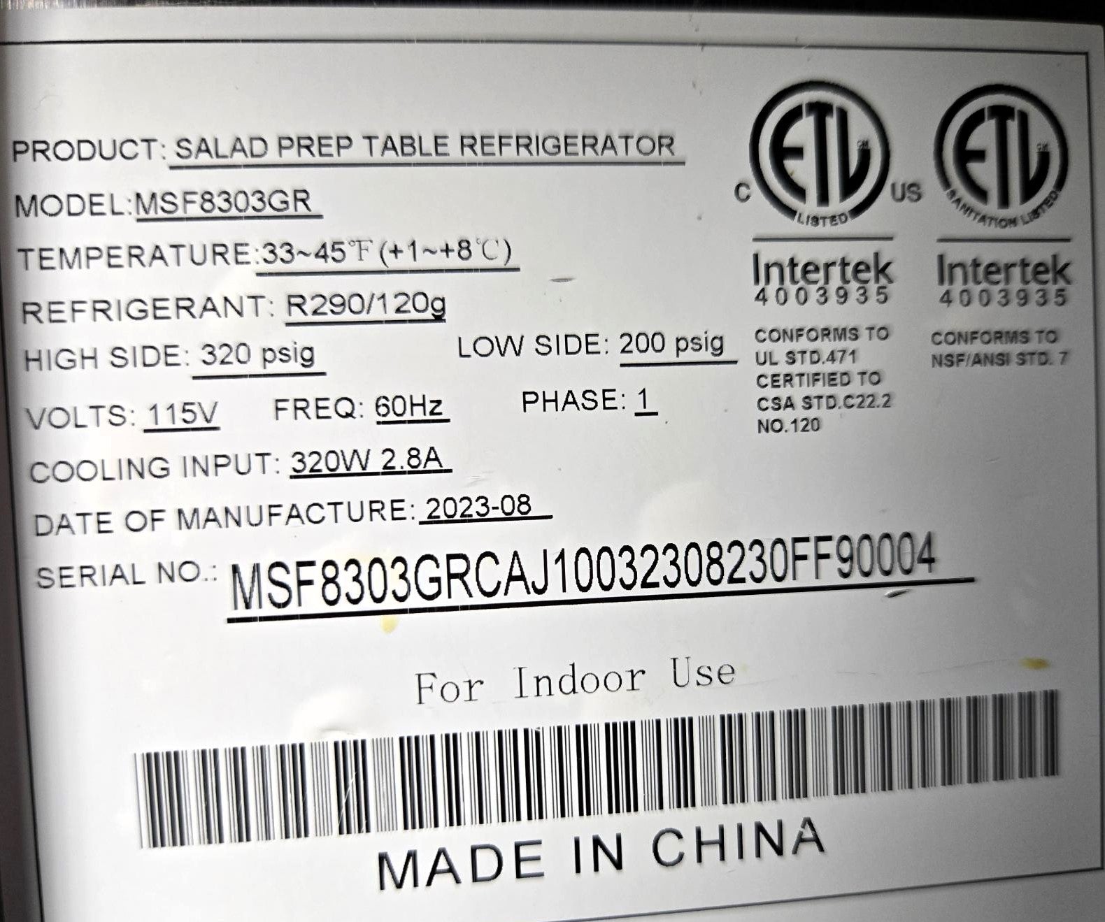 Atosa MSF8303GR