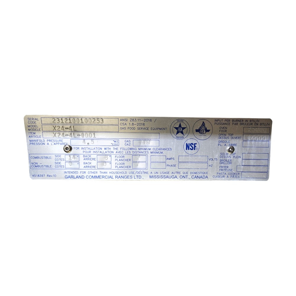 Garland X24-4L Range - 4 Burner - Natural Gas