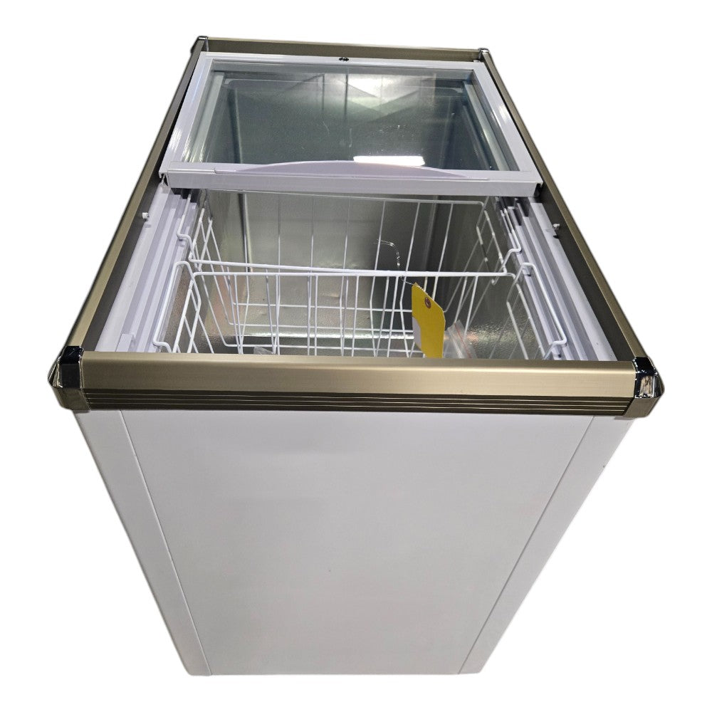 Omcan FR-CN-0200 Ice Cream Display Chest Freezer with Flat Glass Top
