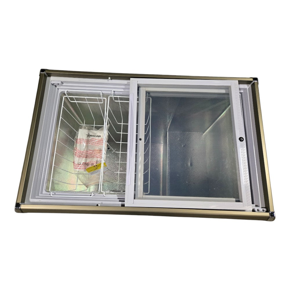 Omcan FR-CN-0200 Ice Cream Display Chest Freezer with Flat Glass Top