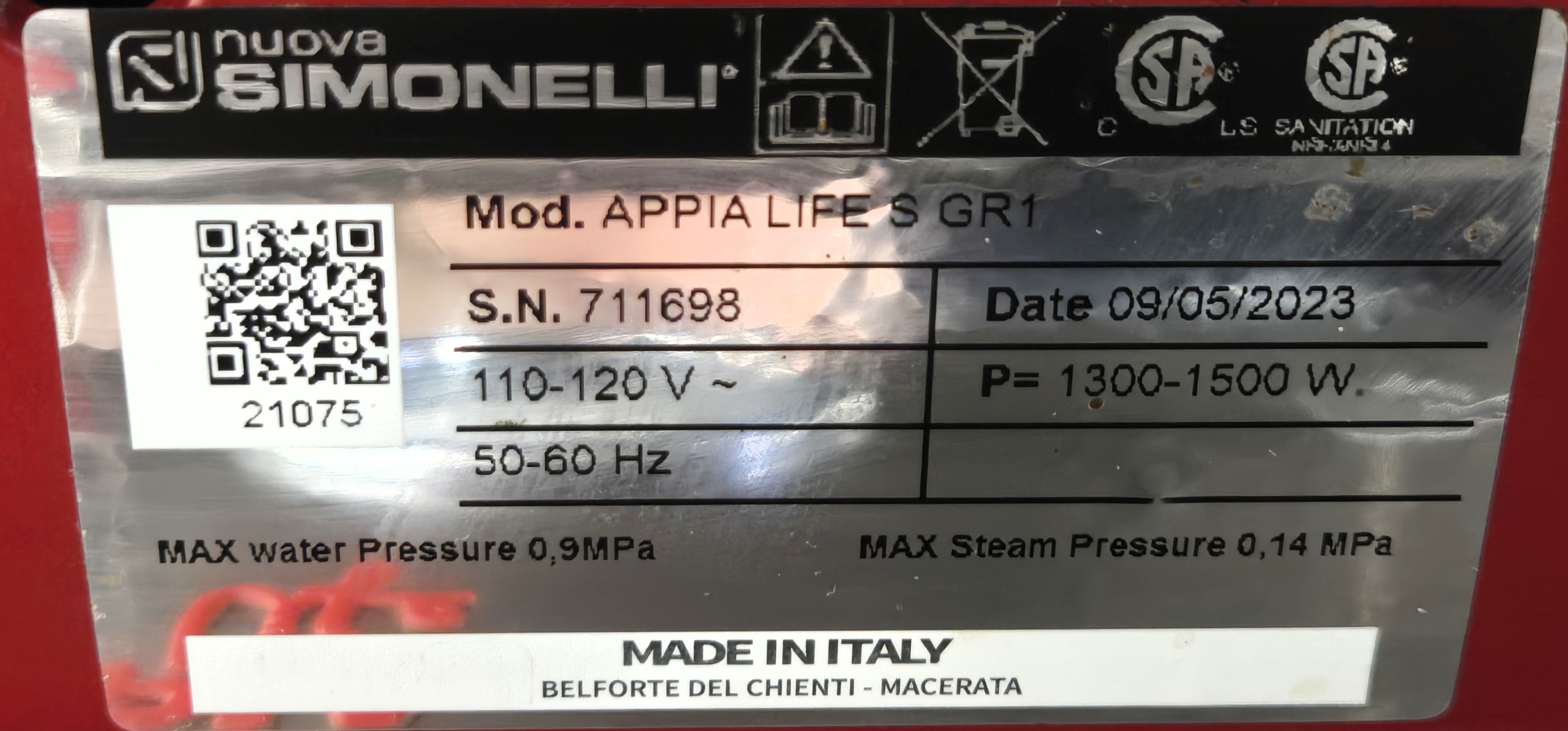 Nuova Simonelli APPIALIFESGR1 Espresso Machine - 1 Group