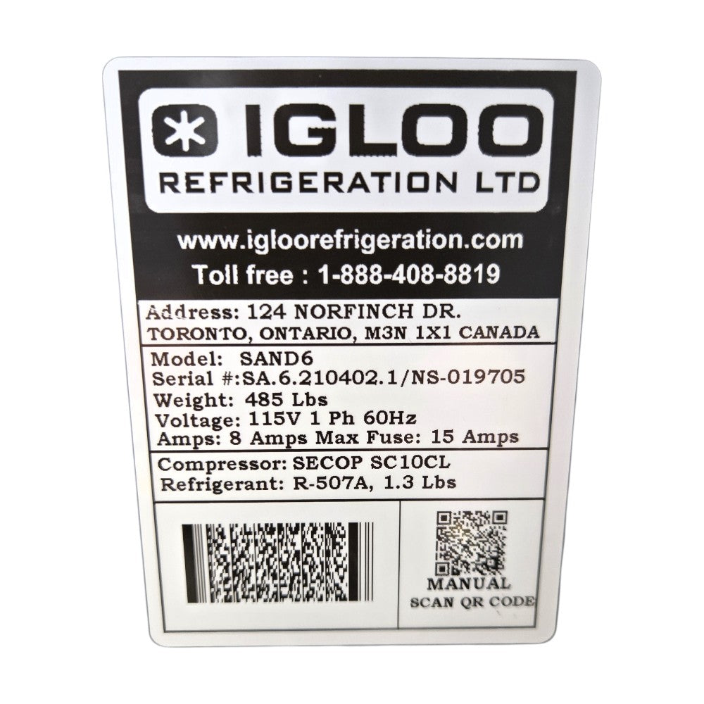 Igloo SAND6 Refrigerated Dsiplay Case