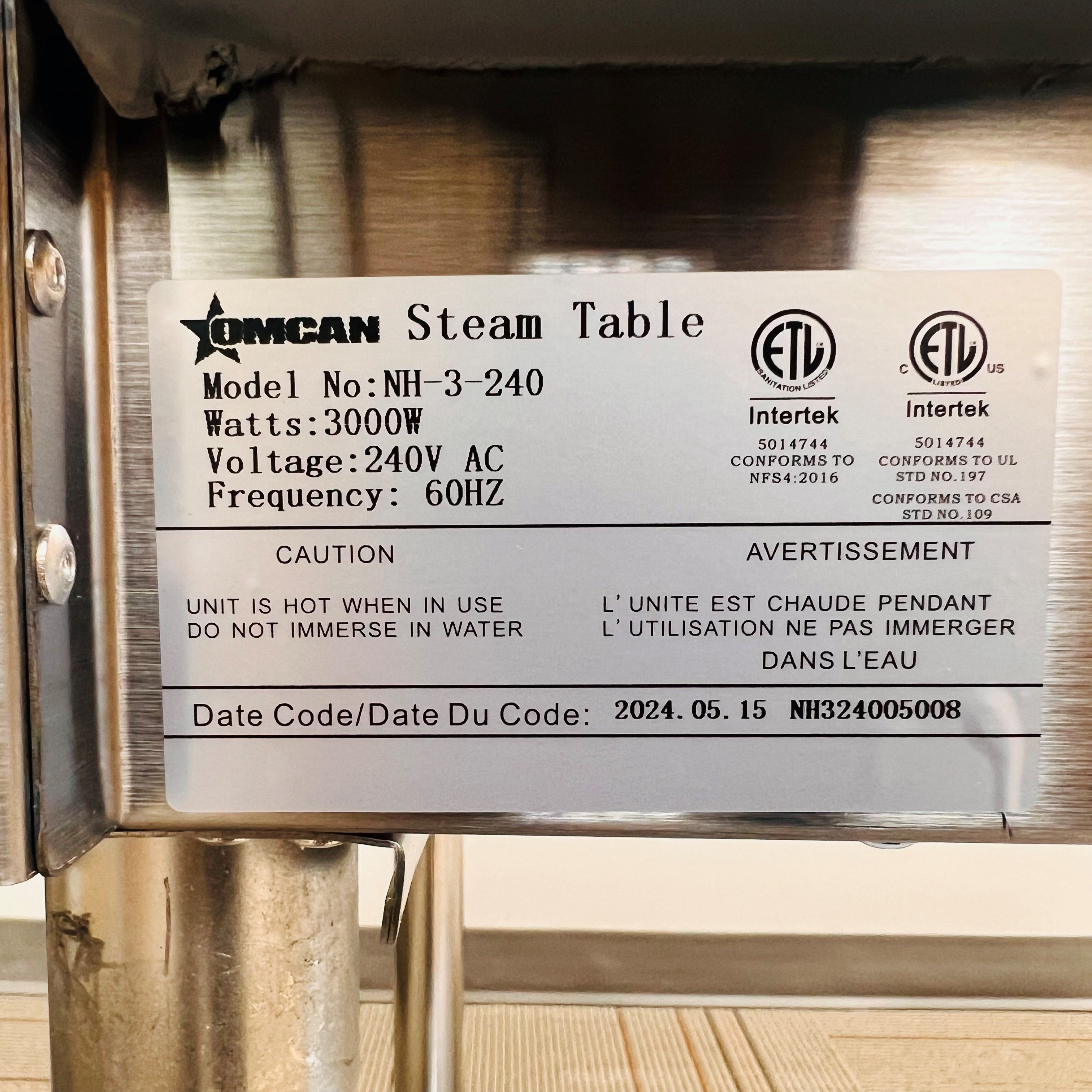 Omcan FW-CN-0003-H Steam Table