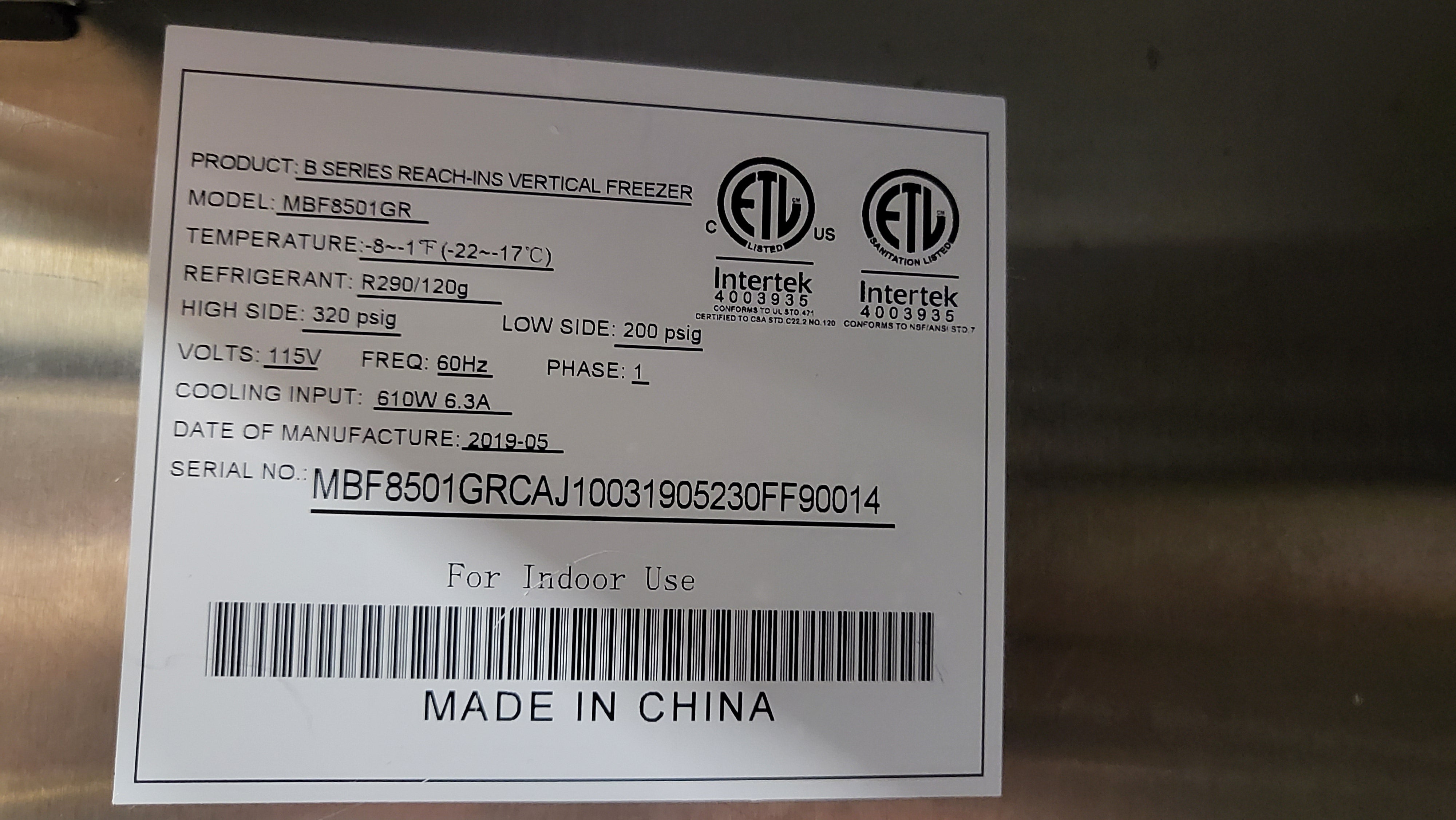 Atosa MBF8501GR Reach In Freezer