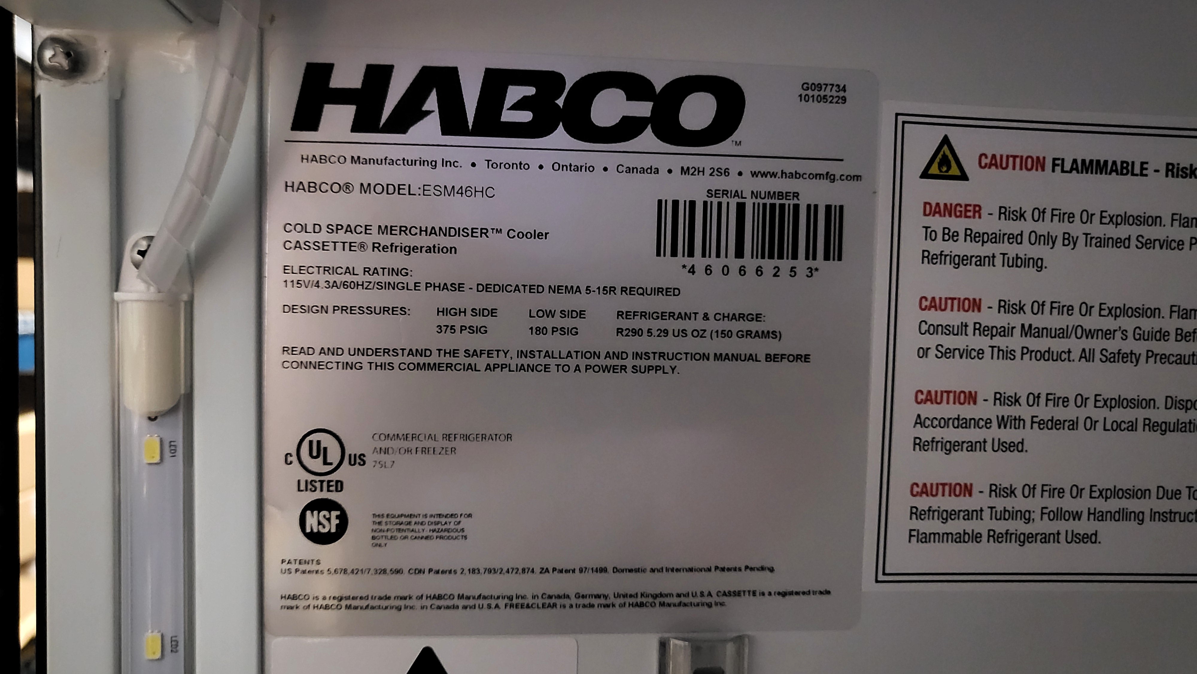 Habco ESM46HC Glass Door Refrigerated Merchandiser