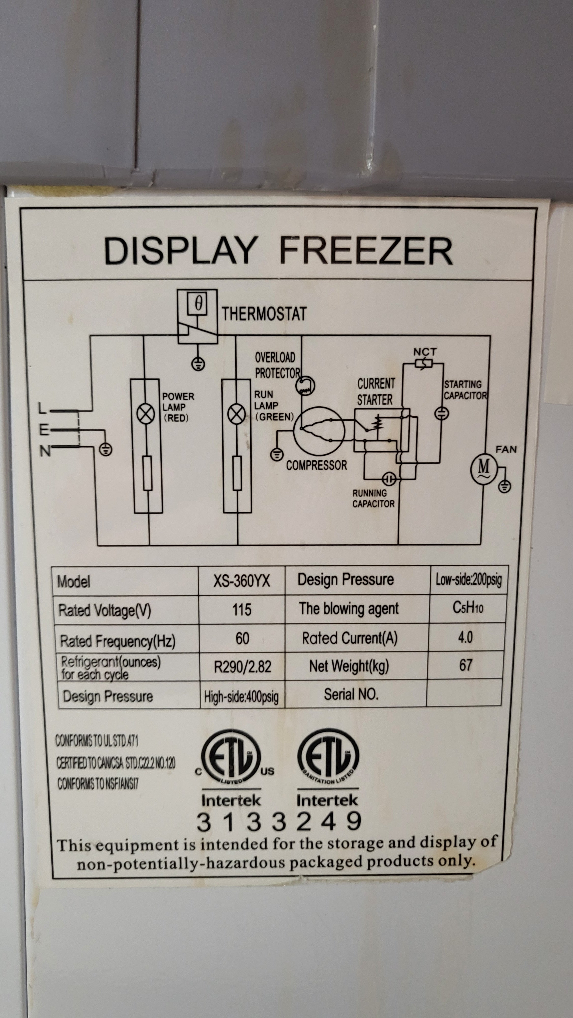 Novelty XS-360YX Ice Cream Display Freezer