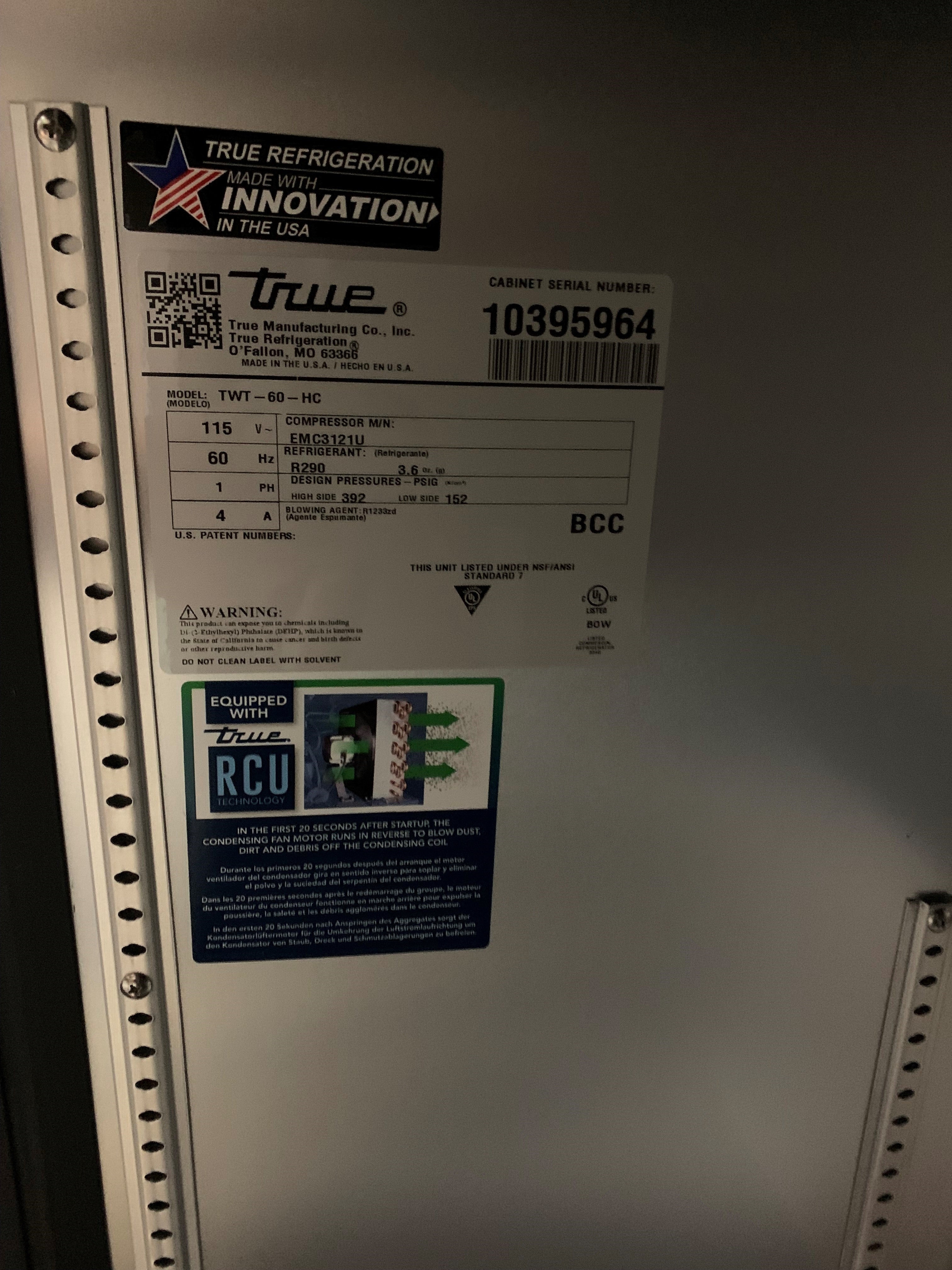 Thumbnail - True TWT-60-HC Solid Door Worktop Refrigerator