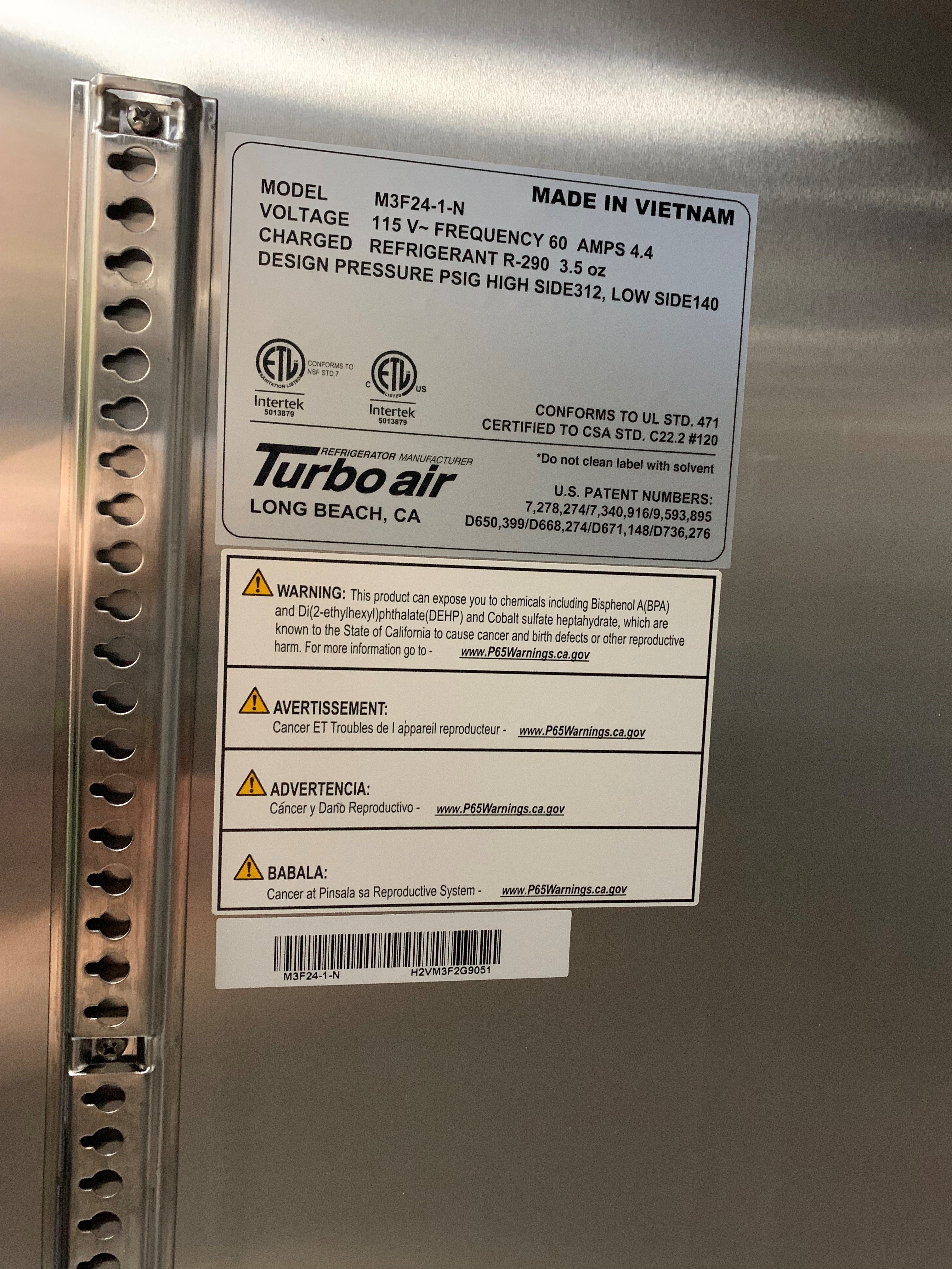 Thumbnail - Turbo Air M3F24-1-N Solid Door Freezer