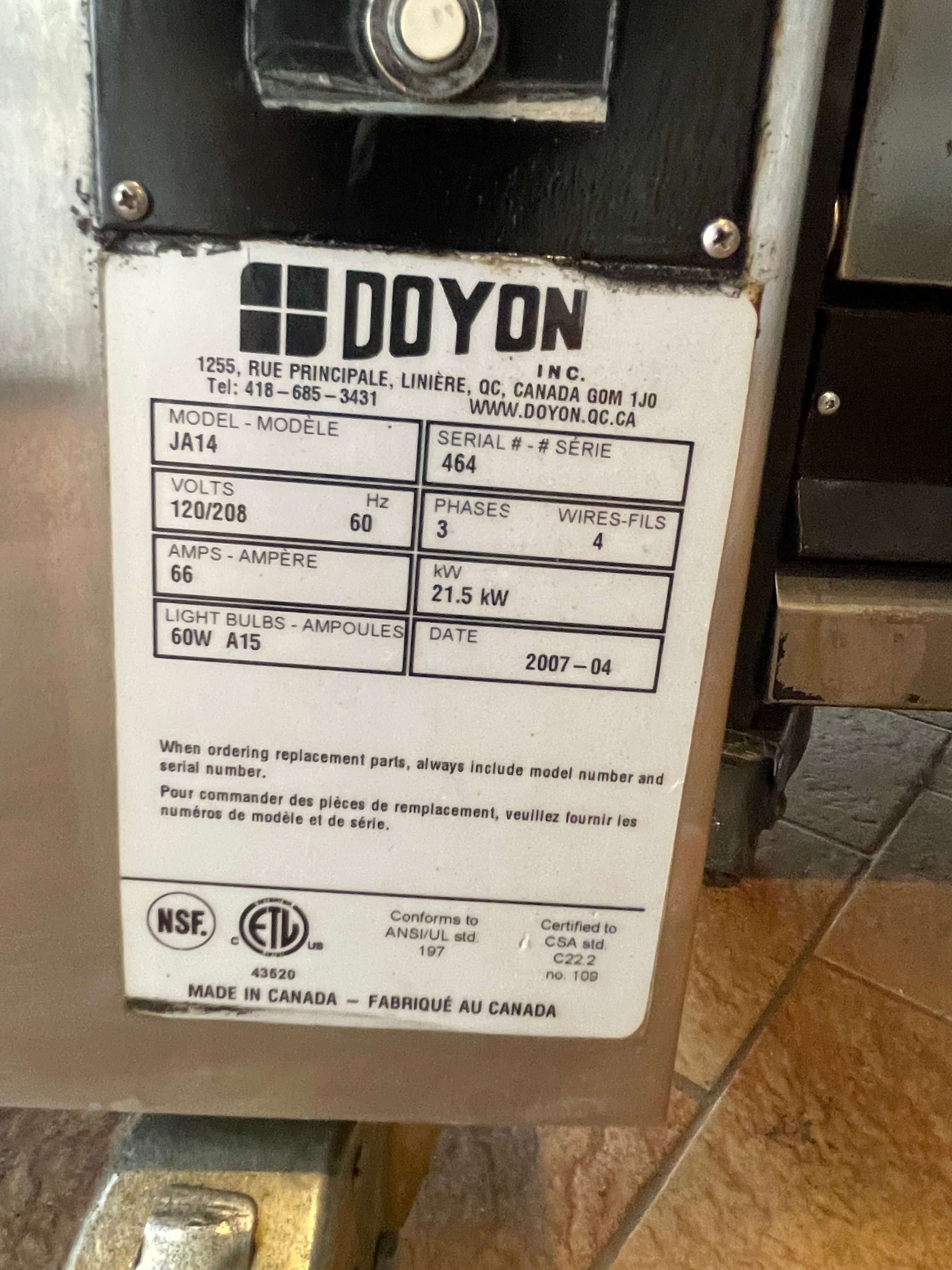 Thumbnail - Doyon Jet Air JA14 Convection Oven (7)