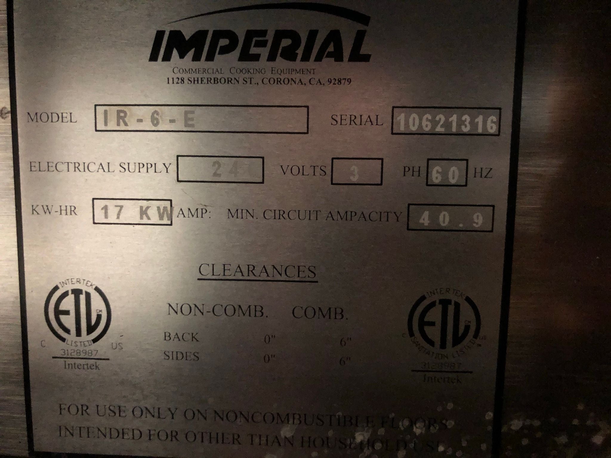 Thumbnail - Imperial IR-6-E 6 Burner Range (5)