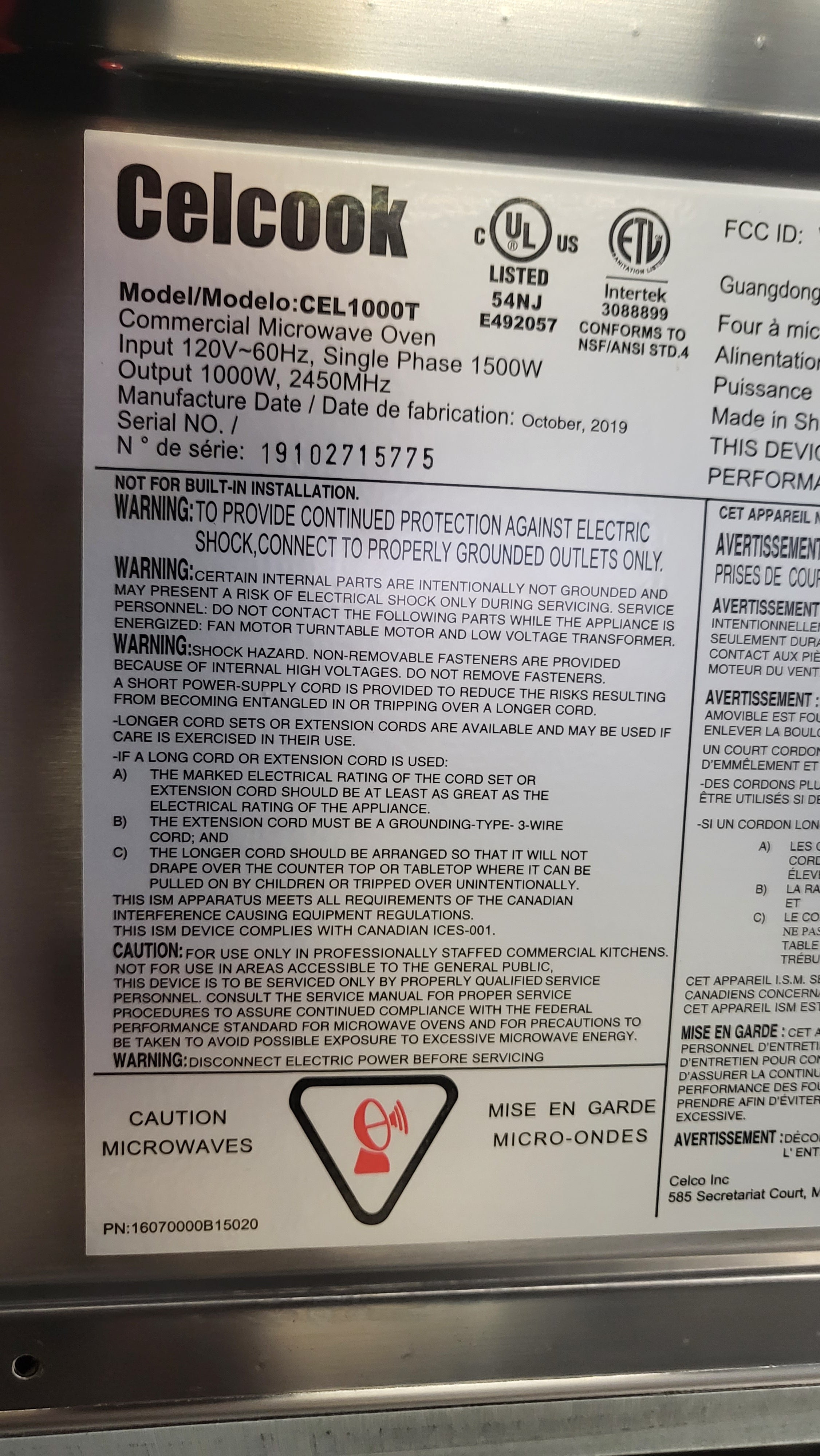 Thumbnail - Celcook CEL1000T Microwave Oven (4)