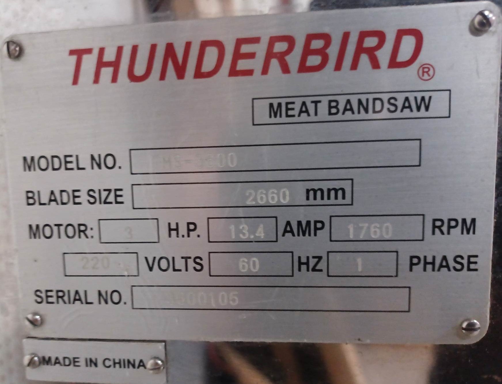 Thumbnail - Thunderbird TMS-3600 Bone/Meat Saw